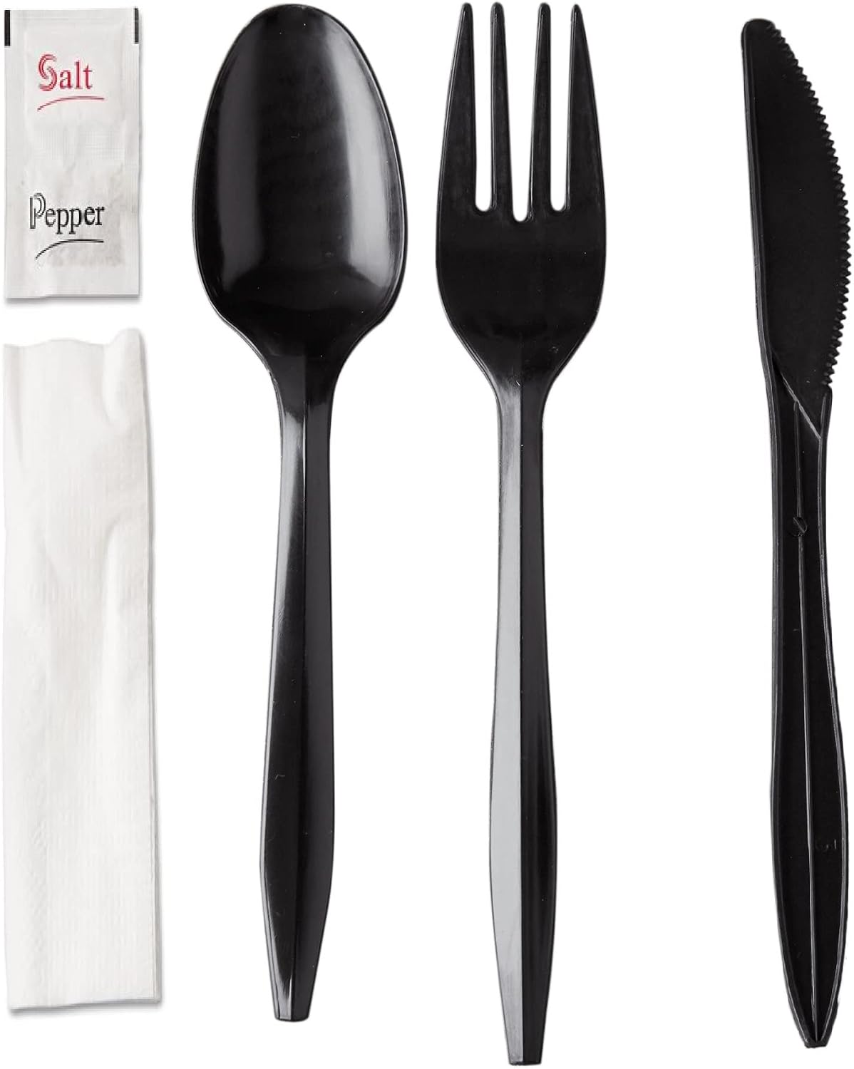 250 Plastic Cutlery Packets – Knife Fork Spoon Napkin Salt Pepper Sets | Black Plastic Silverware Sets Individually Wrapped Cutlery Kits, Bulk Utensil Cutlery Set Disposable To Go Silverware 250 Plastic Cutlery Packets – Knife Fork Spoon Napkin Salt Pepper Sets | Black Plastic Silverware Sets Individually Wrapped Cutlery Kits, Bulk Utensil Cutlery Set Disposable To Go Silverware
