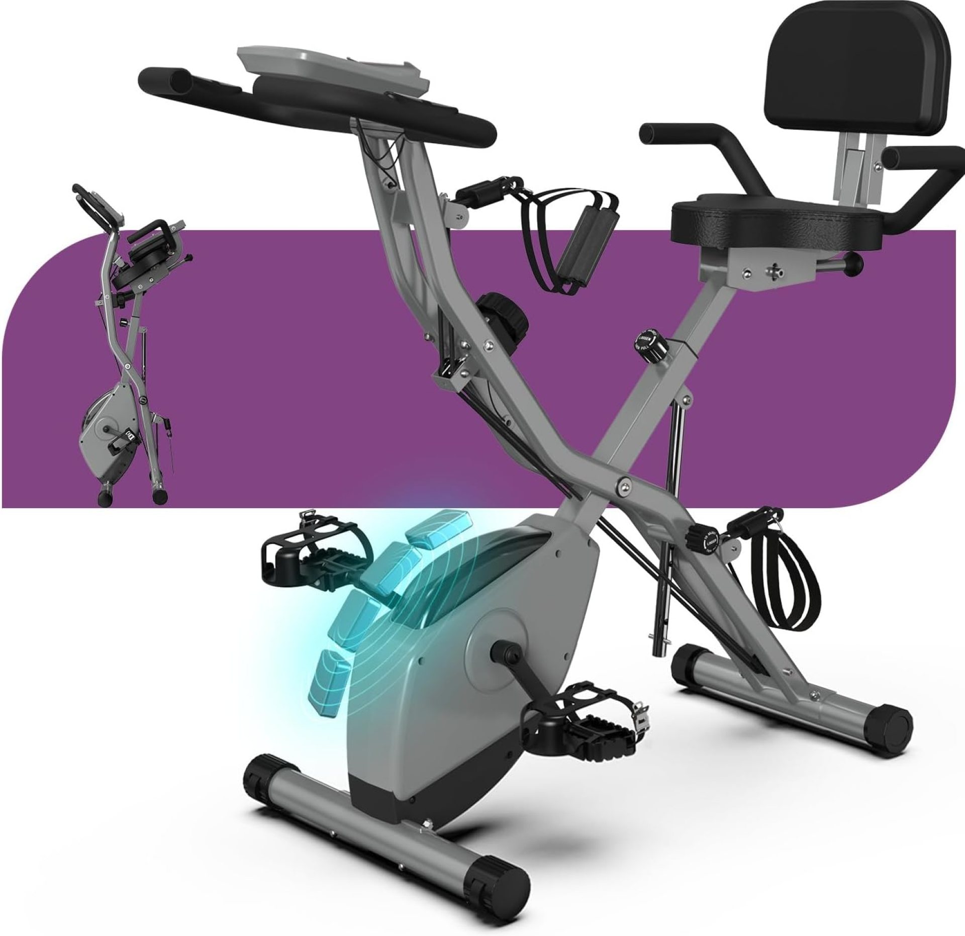 Exercise Bike for Seniors, 5 IN 1 Indoor Foldable Stationary Bike with Tri-Position Ride and 16-Level Magnetic Resistance, 300LBS Capacity, 5.5 LBS Flywheel, Designed for Home Workout 818 Exercise Bike for Seniors, 5 IN 1 Indoor Foldable Stationary Bike with Tri-Position Ride and 16-Level Magnetic Resistance, 300LBS Capacity, 5.5 LBS Flywheel, Designed for Home Workout 818