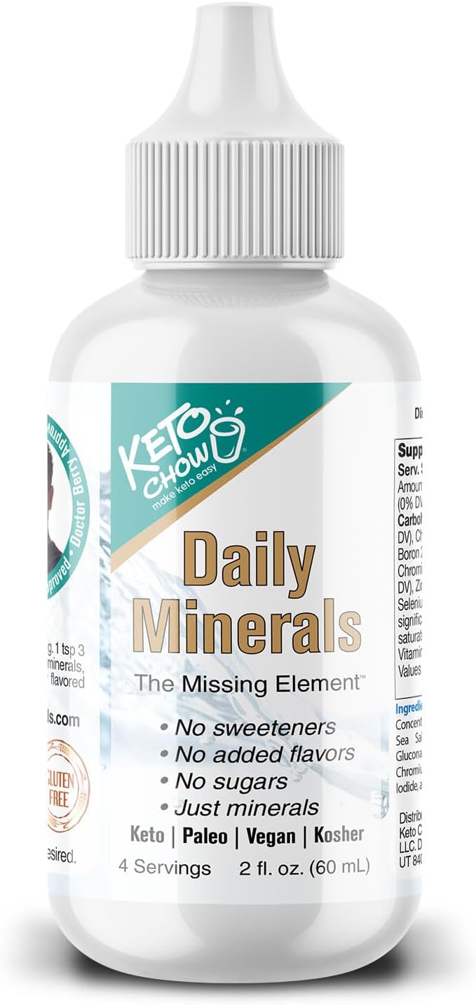 Keto Chow – Daily Minerals Drops – Promotes Electrolyte Balance – Copper, Magnesium, Chromium, Zinc, Boron, & Selenium – Zero Sugar – Keto Friendly – Gluten Free – Vegan – Non GMO – Travel Size – 2 oz Keto Chow – Daily Minerals Drops – Promotes Electrolyte Balance – Copper, Magnesium, Chromium, Zinc, Boron, & Selenium – Zero Sugar – Keto Friendly – Gluten Free – Vegan – Non GMO – Travel Size – 2 oz