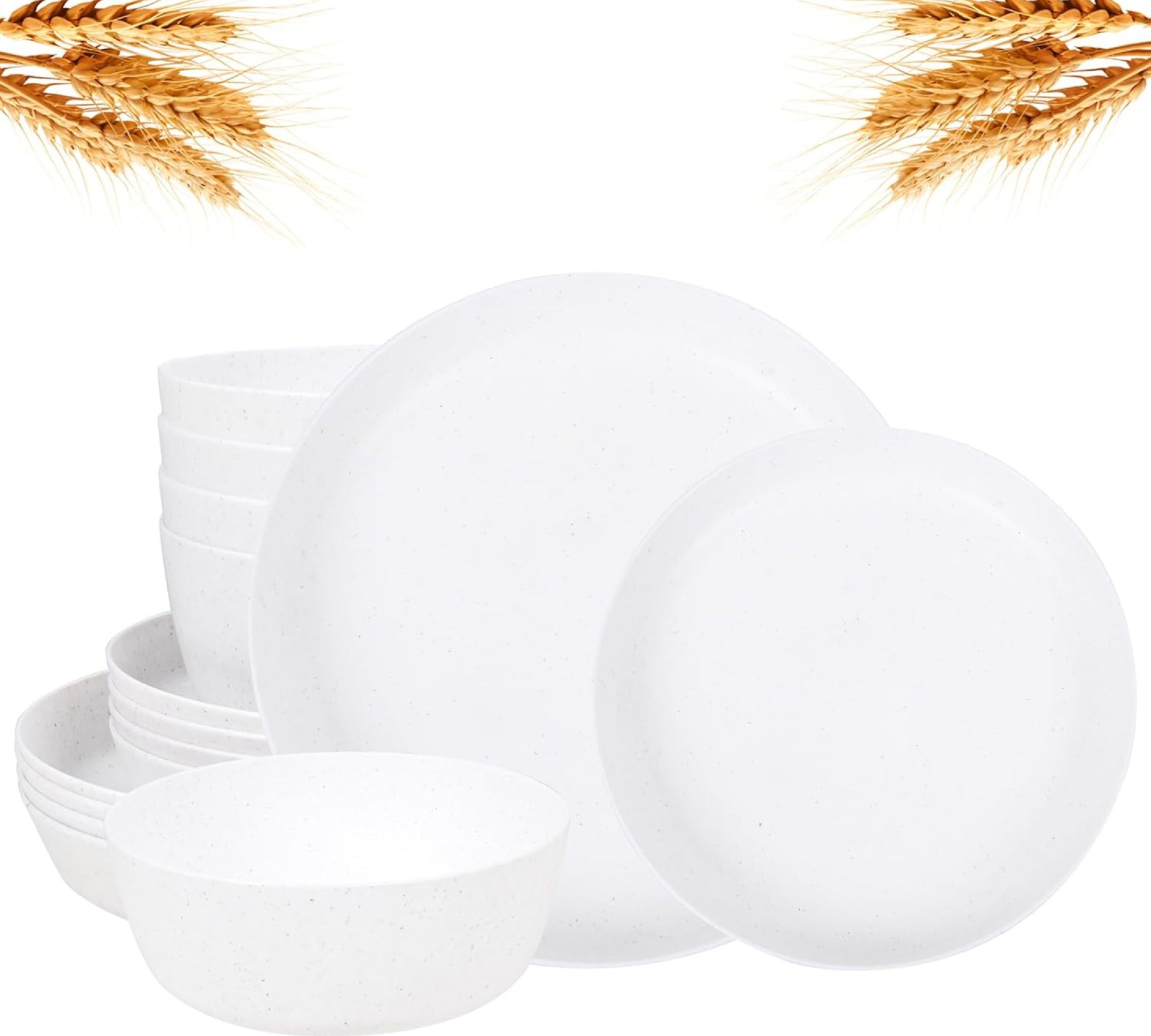 EI 12pcs White Wheat Straw Plates,Wheat Straw Dinnerware Set,Plates and Bowls Sets,Unbreakable Plastic Plate,Plastic Plates Reusable,Dinner Plates Set of 4,Plastic Dishes Set EI 12pcs White Wheat Straw Plates,Wheat Straw Dinnerware Set,Plates and Bowls Sets,Unbreakable Plastic Plate,Plastic Plates Reusable,Dinner Plates Set of 4,Plastic Dishes Set