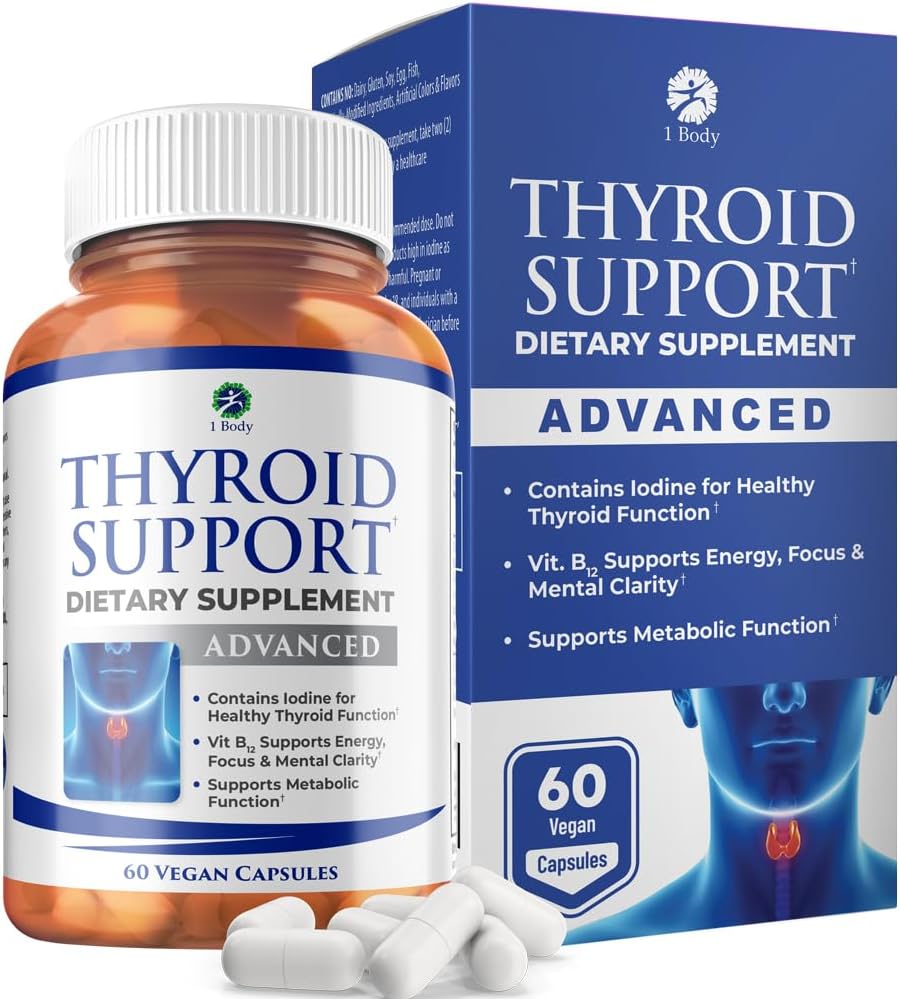 1 Body Thyroid Support Supplement with Iodine, B12, Zinc, Selenium, Ashwagandha, Non-GMO, Vegetarian, 30 Day Supply 1 Body Thyroid Support Supplement with Iodine, B12, Zinc, Selenium, Ashwagandha, Non-GMO, Vegetarian, 30 Day Supply