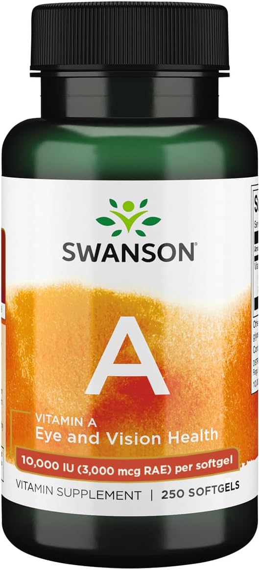Swanson Vitamin A 10,000 IU (3,000 mcg RAE) Natural Nourishment for Bone, Skin Health, Vision Support & Immune System Function – High Absorption Vitamin A 250 Softgels Swanson Vitamin A 10,000 IU (3,000 mcg RAE) Natural Nourishment for Bone, Skin Health, Vision Support & Immune System Function – High Absorption Vitamin A 250 Softgels