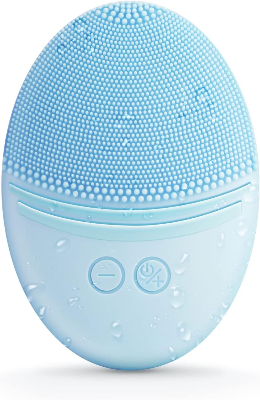 EZBASICS Facial Cleansing Brush, Waterproof Sonic Vibrating Face Brush for Deep Cleansing, Gentle Exfoliating and Massaging, Inductive charging (Blue) EZBASICS Facial Cleansing Brush, Waterproof Sonic Vibrating Face Brush for Deep Cleansing, Gentle Exfoliating and Massaging, Inductive charging (Blue)