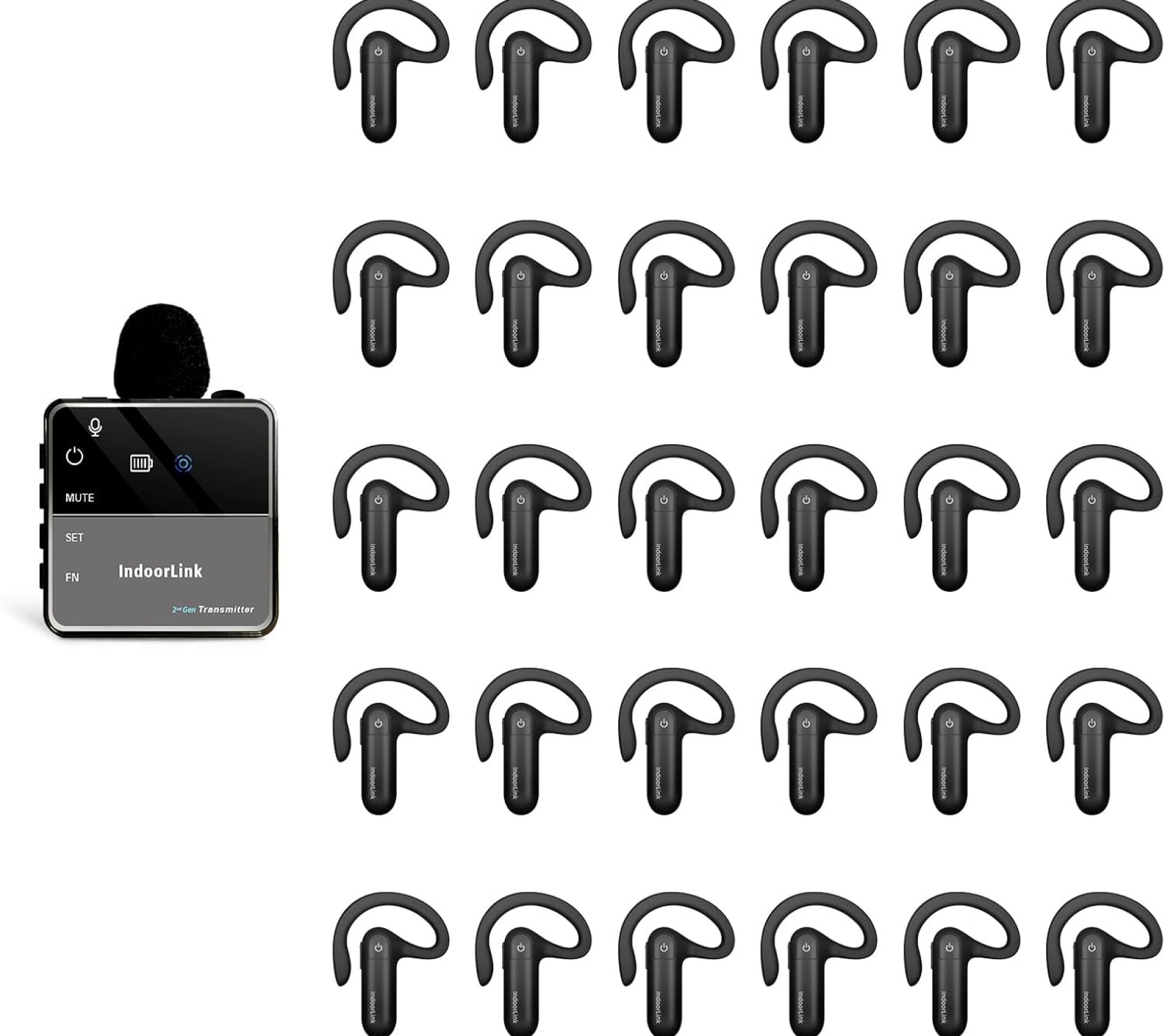 IndoorLink Lavalier Wireless Tour Guide System, Tour Guide Audio System, Noise Reduction, Whisper Wireless Tour Guide Headsets Set for Churches, Factory Visit,Museum Visit, Exhibition, Court. (1T30R) IndoorLink Lavalier Wireless Tour Guide System, Tour Guide Audio System, Noise Reduction, Whisper Wireless Tour Guide Headsets Set for Churches, Factory Visit,Museum Visit, Exhibition, Court. (1T30R)