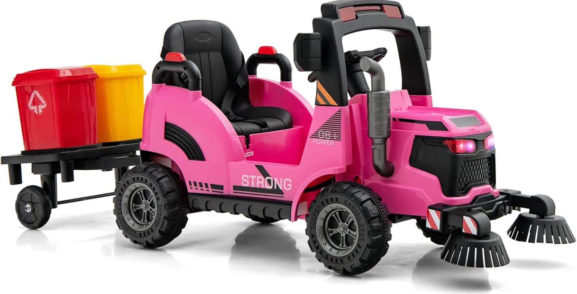 OLAKIDS 12V Ride on Car, 2 in 1 Kids Street Sweeper Recycling Garbage Truck Electric Vehicle with Remote Control, Rotatable Cleaning Brushes, Trash Bins, Battery Powered Construction Toy (Pink) OLAKIDS 12V Ride on Car, 2 in 1 Kids Street Sweeper Recycling Garbage Truck Electric Vehicle with Remote Control, Rotatable Cleaning Brushes, Trash Bins, Battery Powered Construction Toy (Pink)