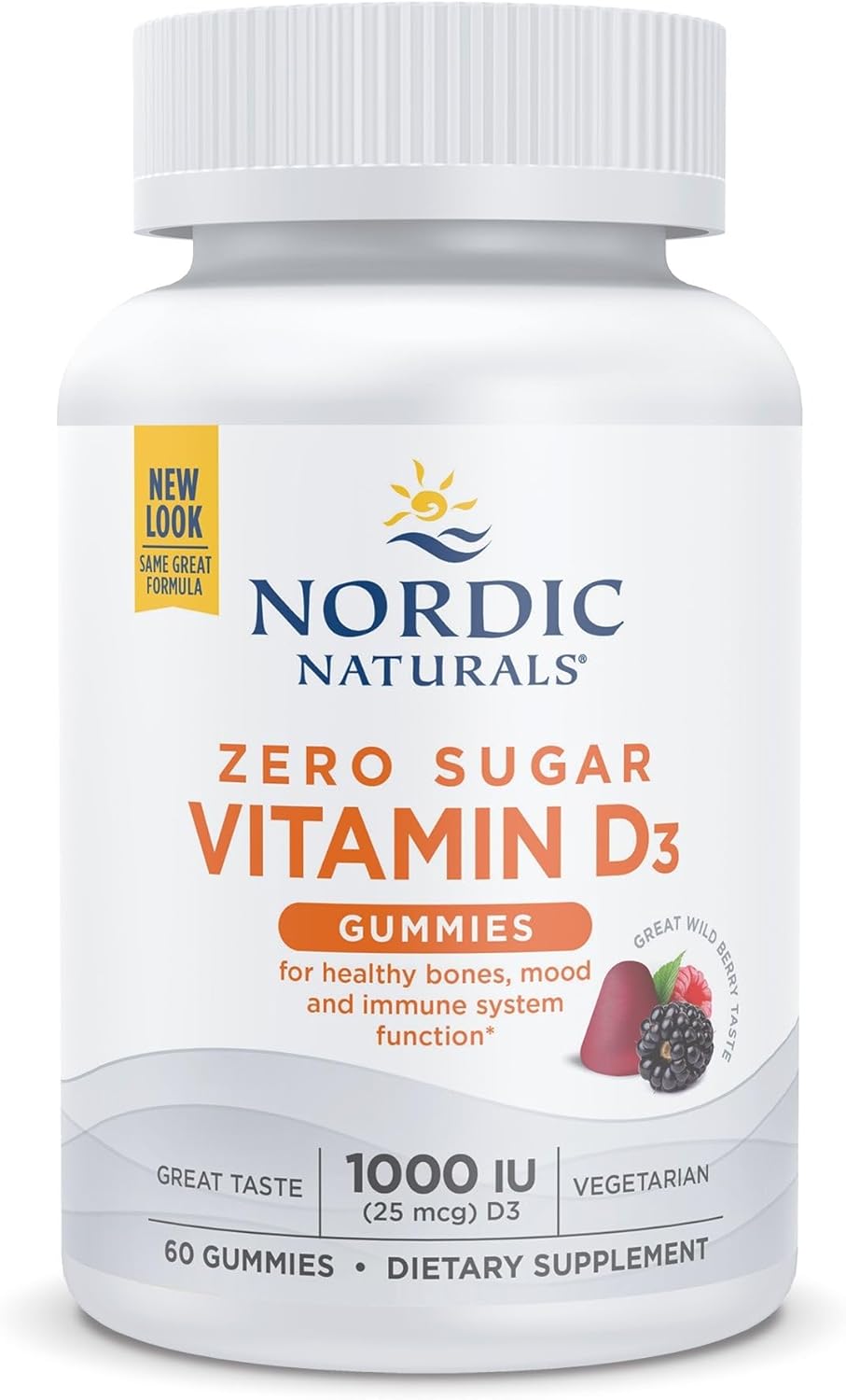 Nordic Naturals Zero Sugar Vitamin D3 Gummies, Wild Berry – 60 Gummies – 1000 IU Vitamin D3 – Great Taste – Healthy Bones, Mood & Immune System Function – Non-GMO – 60 Servings Nordic Naturals Zero Sugar Vitamin D3 Gummies, Wild Berry – 60 Gummies – 1000 IU Vitamin D3 – Great Taste – Healthy Bones, Mood & Immune System Function – Non-GMO – 60 Servings