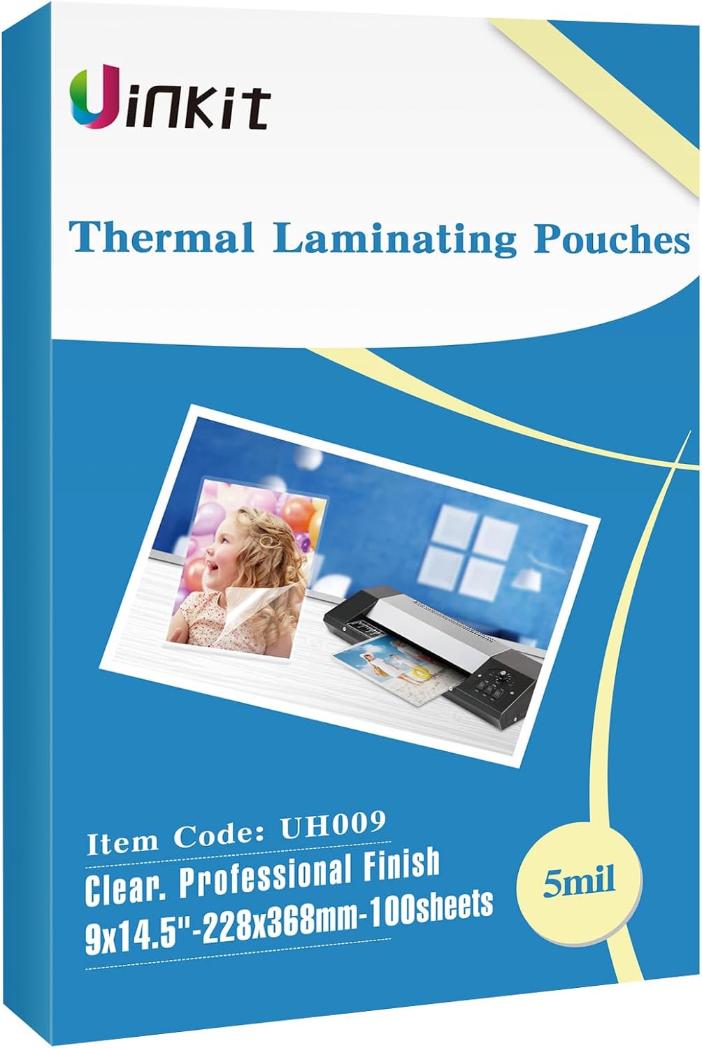 Uinkit 5 Mil 100 Pack Legal Thermal Laminating Pouches, 9X14.5-Inches Laminating Sheets, Extra Protection for Clear Glossy Laminator Pockets Uinkit 5 Mil 100 Pack Legal Thermal Laminating Pouches, 9X14.5-Inches Laminating Sheets, Extra Protection for Clear Glossy Laminator Pockets