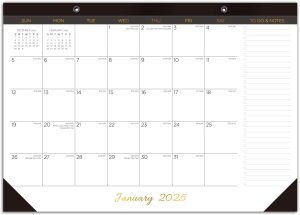 Desk Calendar 2025, 12 Months from January 2025 to December 2025, 17″ x 12″ Large Monthly Desk Pad Calendar for Planning & Organizing, Desktop/Wall Calendars for Home School Office