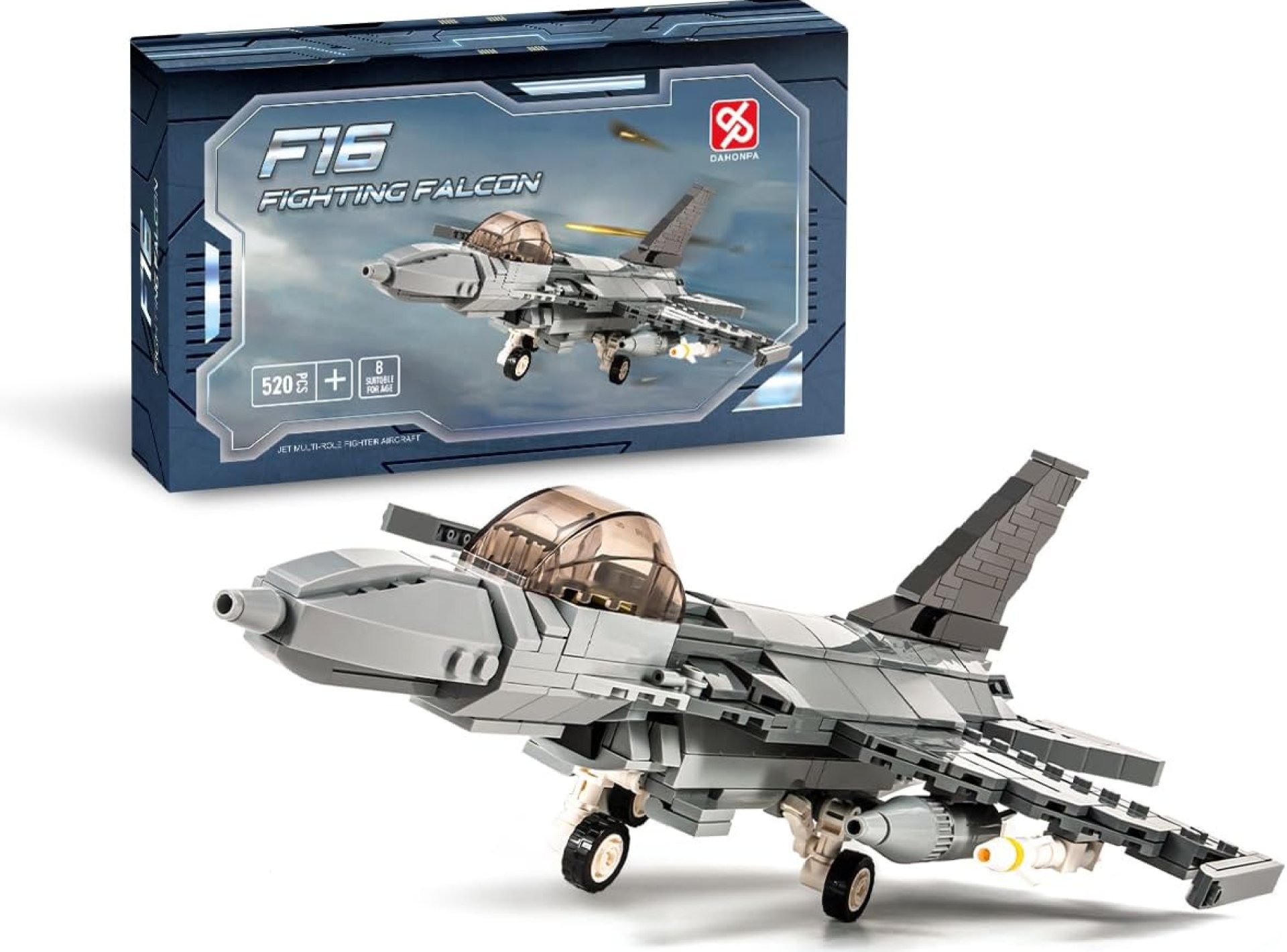 DAHONPA F-16 Fighting Falcon Military Army Airplane Building Bricks Set, 520 Pieces Air-Force Build Blocks Toy, Gift for Kid and Adult. DAHONPA F-16 Fighting Falcon Military Army Airplane Building Bricks Set, 520 Pieces Air-Force Build Blocks Toy, Gift for Kid and Adult.