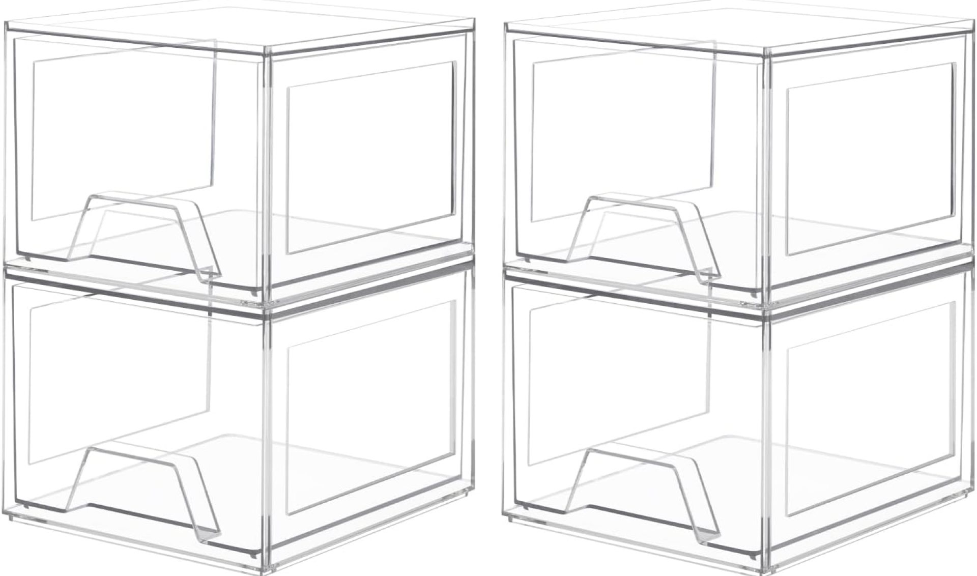 4 Pack Stackable Organizer Drawers, 4.4″ Tall Clear Bathroom Makeup Organizer and Storage, Acrylic Small Organizers Bins for Vanity, Undersink, Bathroom, Pantry, Kitchen Cabinets 4 Pack Stackable Organizer Drawers, 4.4″ Tall Clear Bathroom Makeup Organizer and Storage, Acrylic Small Organizers Bins for Vanity, Undersink, Bathroom, Pantry, Kitchen Cabinets