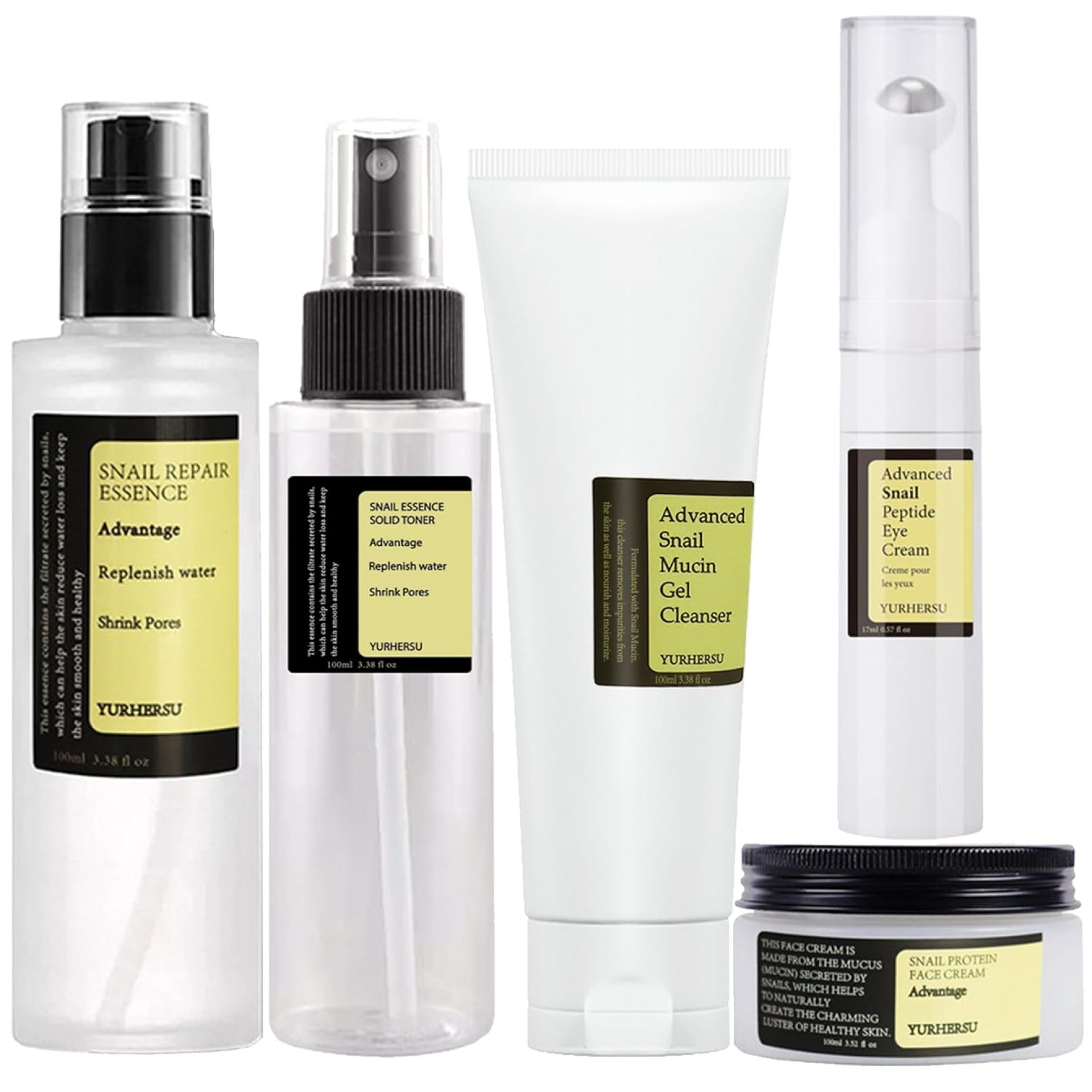 All About Snail Mucin Kit – Snail Korean Skincare 5-Pack, Snail Skin Care Products Set: Face Gel Cleanser, Serum, Cream, Toner, Eye Cream Facial Kit for Women & Men Hydrating & Anti-Aging All About Snail Mucin Kit – Snail Korean Skincare 5-Pack, Snail Skin Care Products Set: Face Gel Cleanser, Serum, Cream, Toner, Eye Cream Facial Kit for Women & Men Hydrating & Anti-Aging