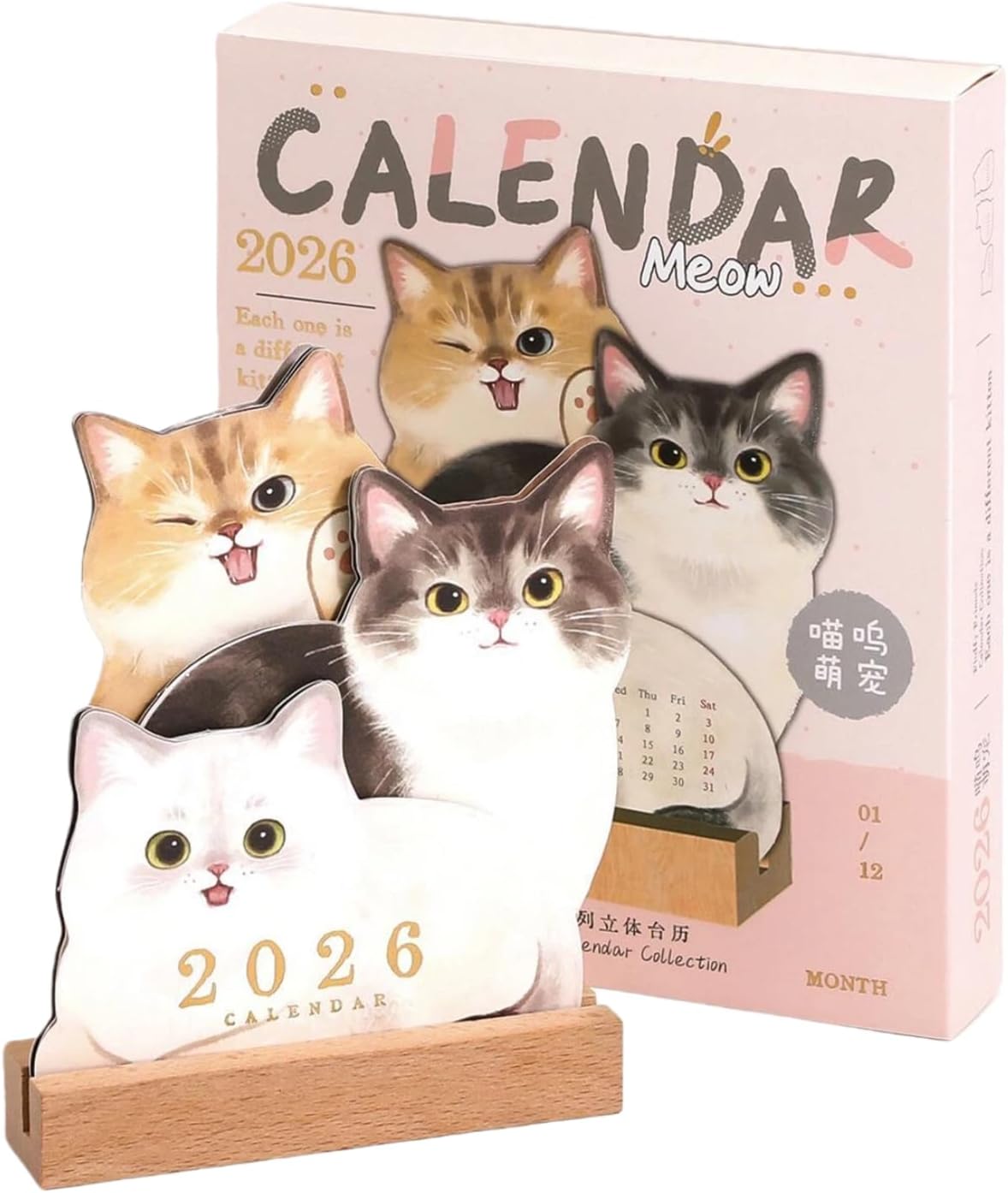 Cat Desk Calendar 2026, Small Standing Desktop Calendar 2026 with Cute Kitten Patern, Mini Monthly Planner for Office Table (Cat) Cat Desk Calendar 2026, Small Standing Desktop Calendar 2026 with Cute Kitten Patern, Mini Monthly Planner for Office Table (Cat)