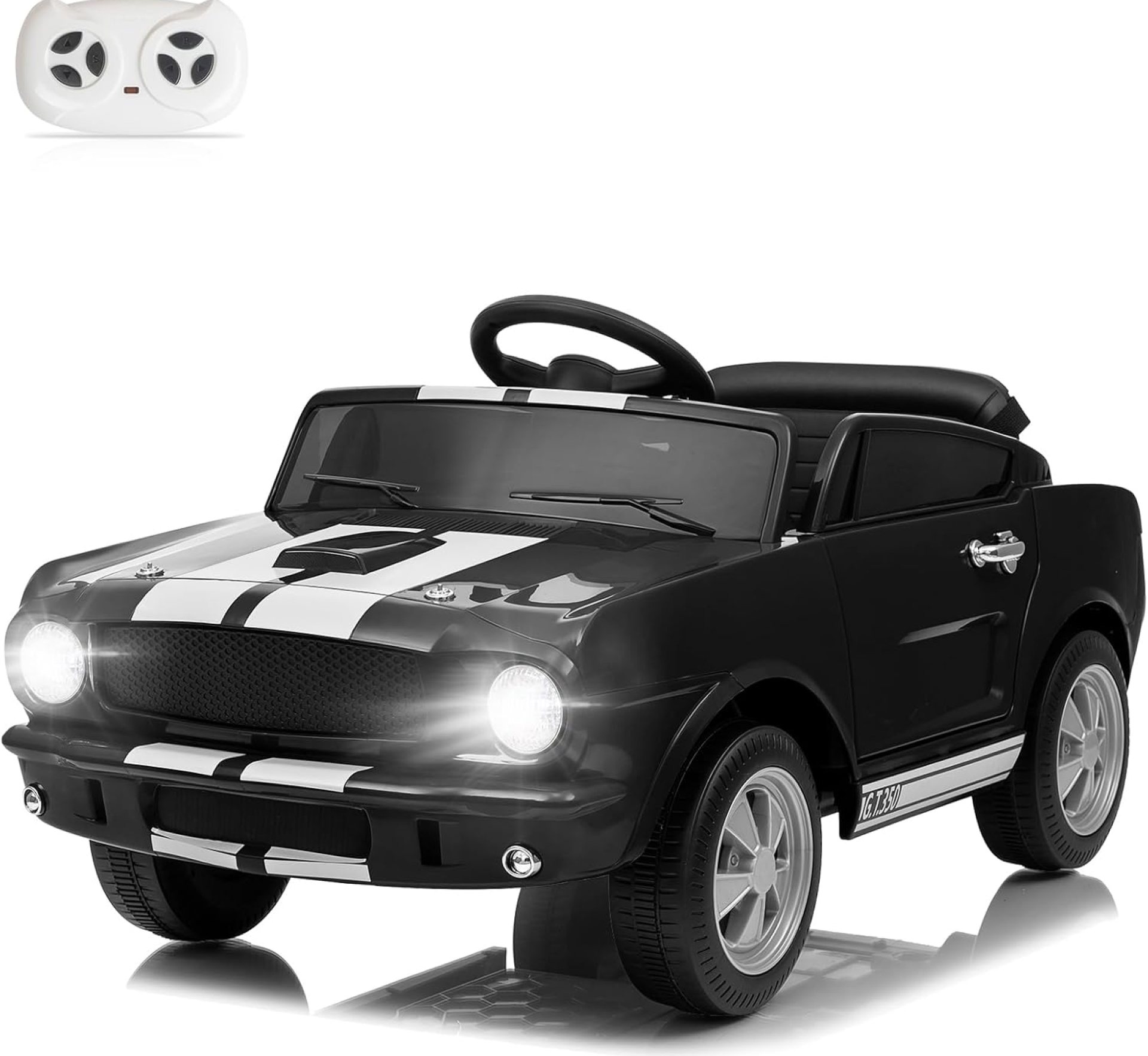 Winado 12V Licensed Shelby Electric Car for Kids, Battery Powered Ride On Toy for Toddlers with Remote Control, Upgrade Panel, Bluetooth, Shock Absorbers, Safety Belt, 3 Speeds, LED Lights – Black Winado 12V Licensed Shelby Electric Car for Kids, Battery Powered Ride On Toy for Toddlers with Remote Control, Upgrade Panel, Bluetooth, Shock Absorbers, Safety Belt, 3 Speeds, LED Lights – Black