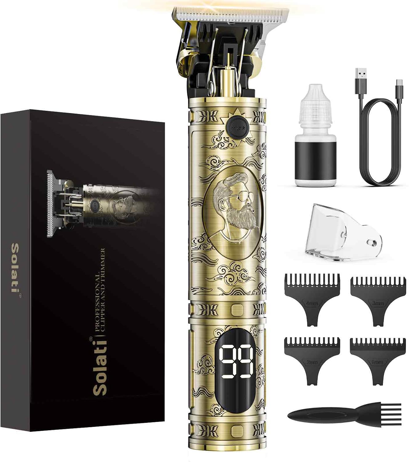 Hair Clippers for Men Cordless Professional Beard Trimmers with LCD Display Electric Grooming Rechargeable Shaver Zero Gapped T/Blade Cutting Kit Gift for Women Men Children Hair Clippers for Men Cordless Professional Beard Trimmers with LCD Display Electric Grooming Rechargeable Shaver Zero Gapped T/Blade Cutting Kit Gift for Women Men Children