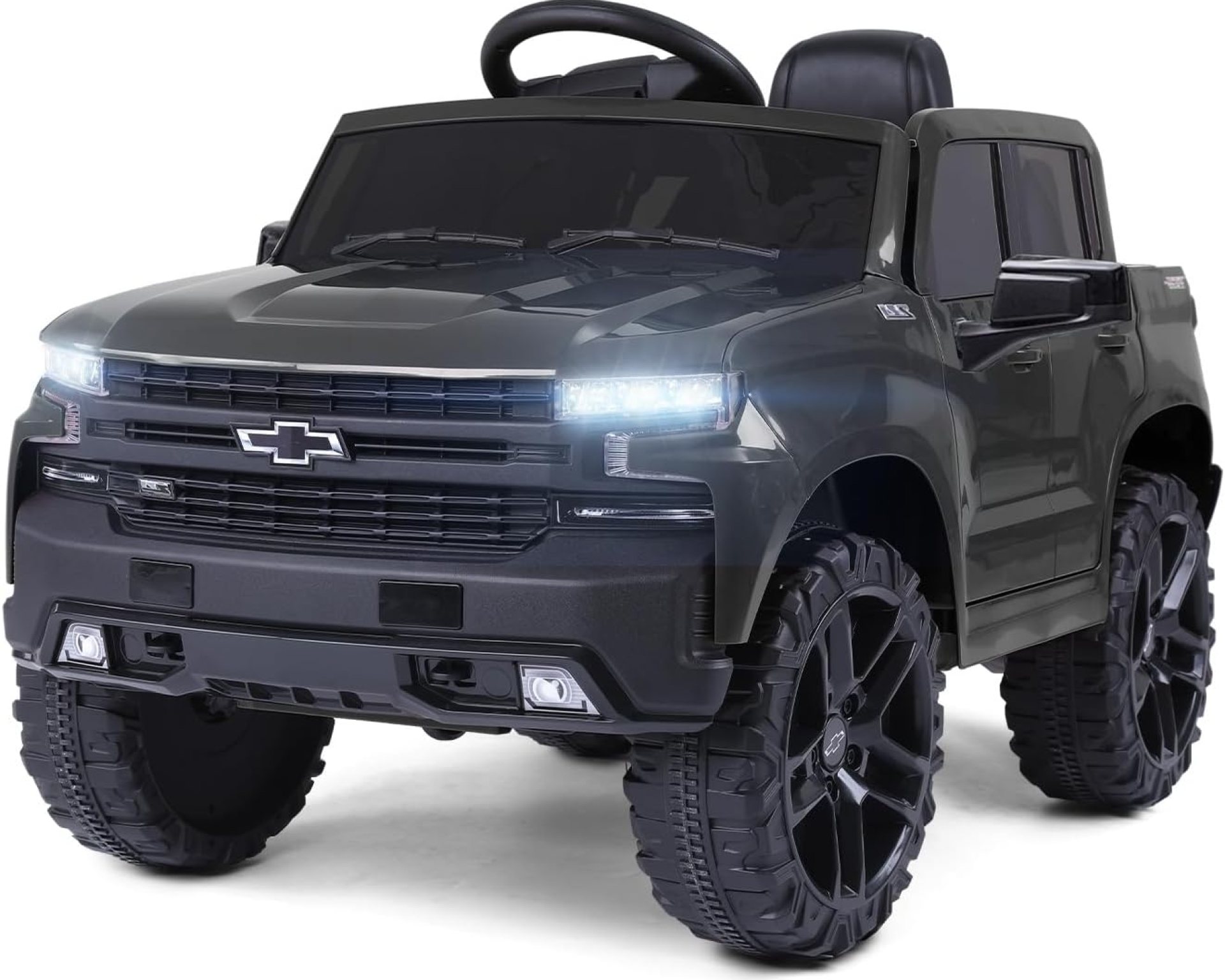 Licensed Chevrolet Silverado Ride on Truck, 12V Kids’ Electric Vehicles w/Parent Remote Control, Truck Bed Storage, LED Lights, Bluetooth, Radio, Battery Car for Kids to Drive (Black) Licensed Chevrolet Silverado Ride on Truck, 12V Kids’ Electric Vehicles w/Parent Remote Control, Truck Bed Storage, LED Lights, Bluetooth, Radio, Battery Car for Kids to Drive (Black)