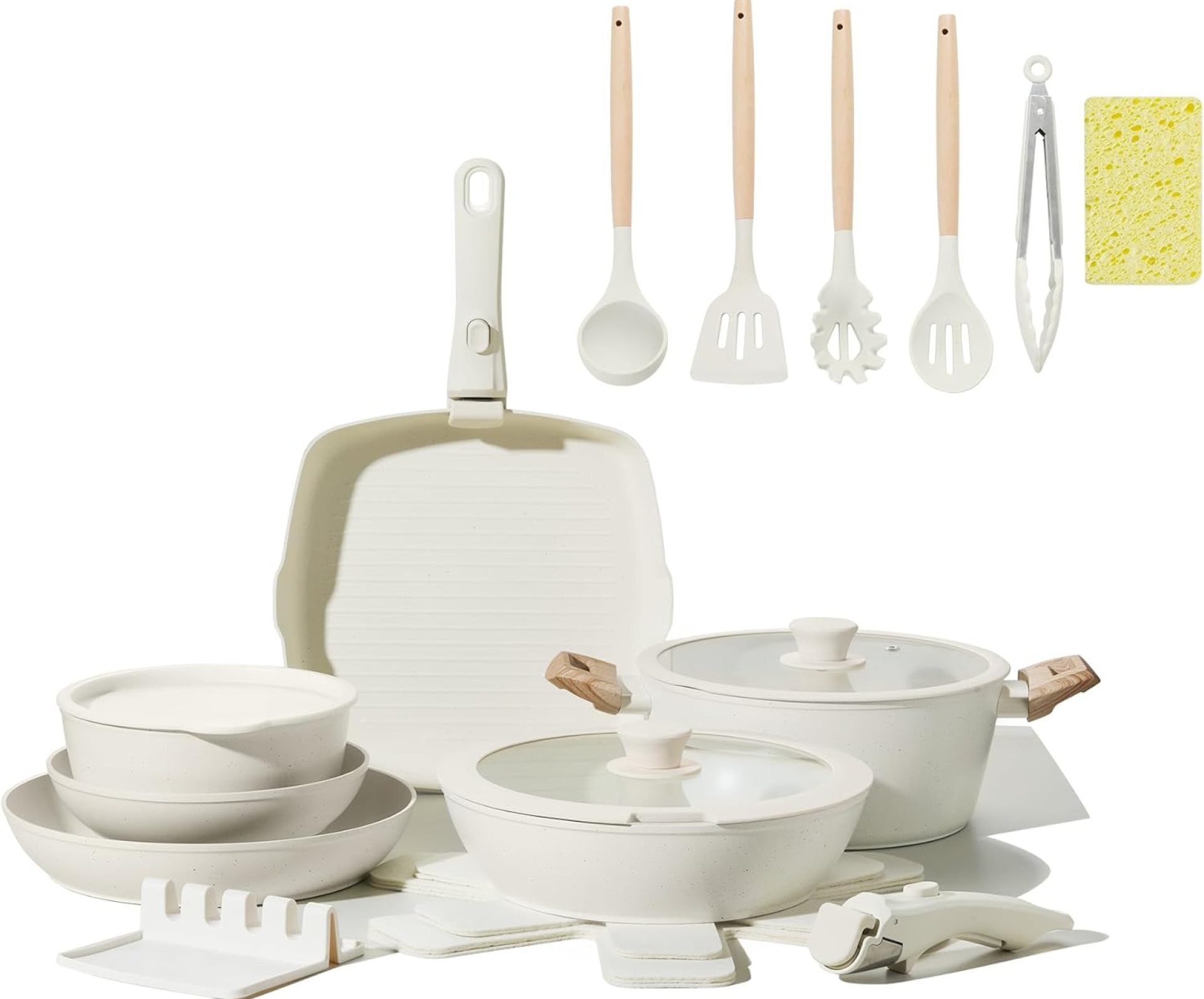 23pcs Ceramic Pots and Pans Set, Nonstick Detachable Handle Cookware, Induction Kitchen Cooking Set with Removable Handle,include Frying Pans & Saucepans Oven Safe, Induction, Stackable Set 23pcs Ceramic Pots and Pans Set, Nonstick Detachable Handle Cookware, Induction Kitchen Cooking Set with Removable Handle,include Frying Pans & Saucepans Oven Safe, Induction, Stackable Set