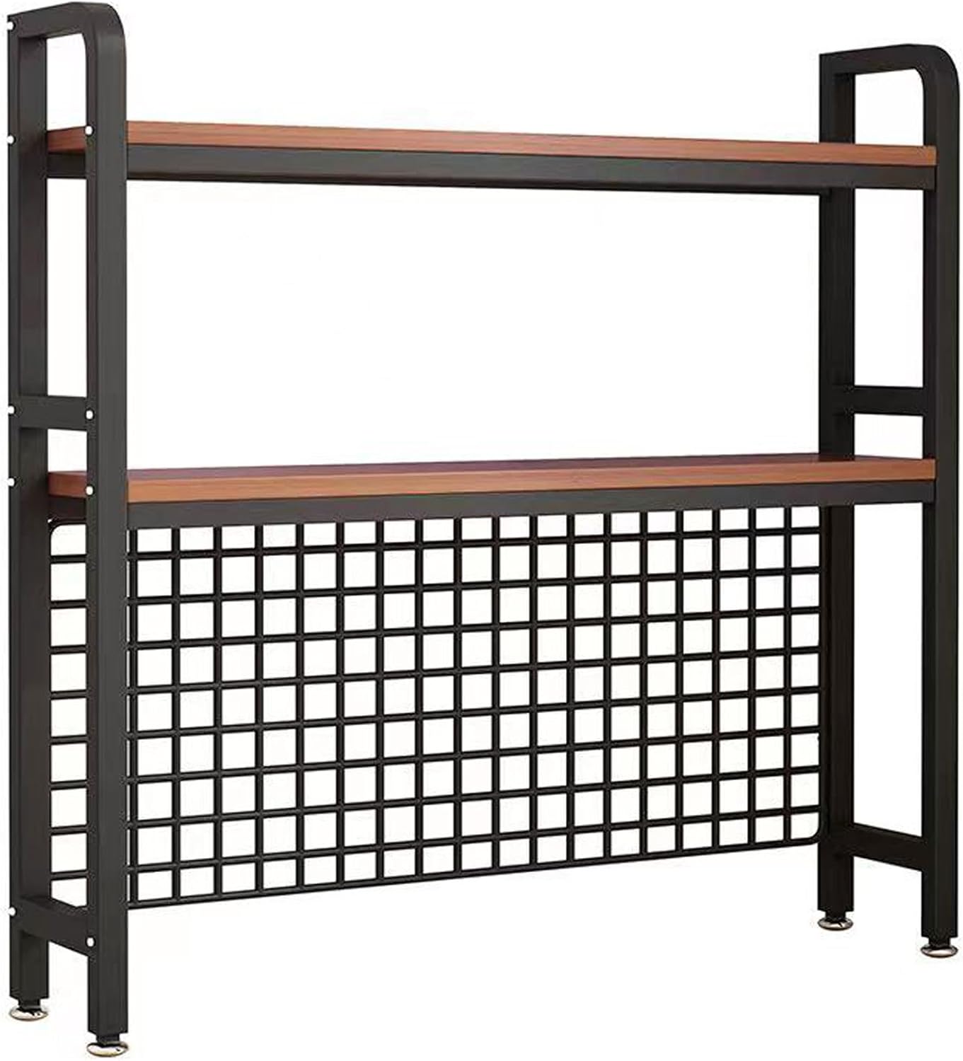 2-Tier Metal Desktop Hutch Bookshelf, 45.3″ Desk Shelf with Grid Panel and Adjustable Shelf, Storage Organizer Rack for Office Home Dormitory,Black 2-Tier Metal Desktop Hutch Bookshelf, 45.3″ Desk Shelf with Grid Panel and Adjustable Shelf, Storage Organizer Rack for Office Home Dormitory,Black