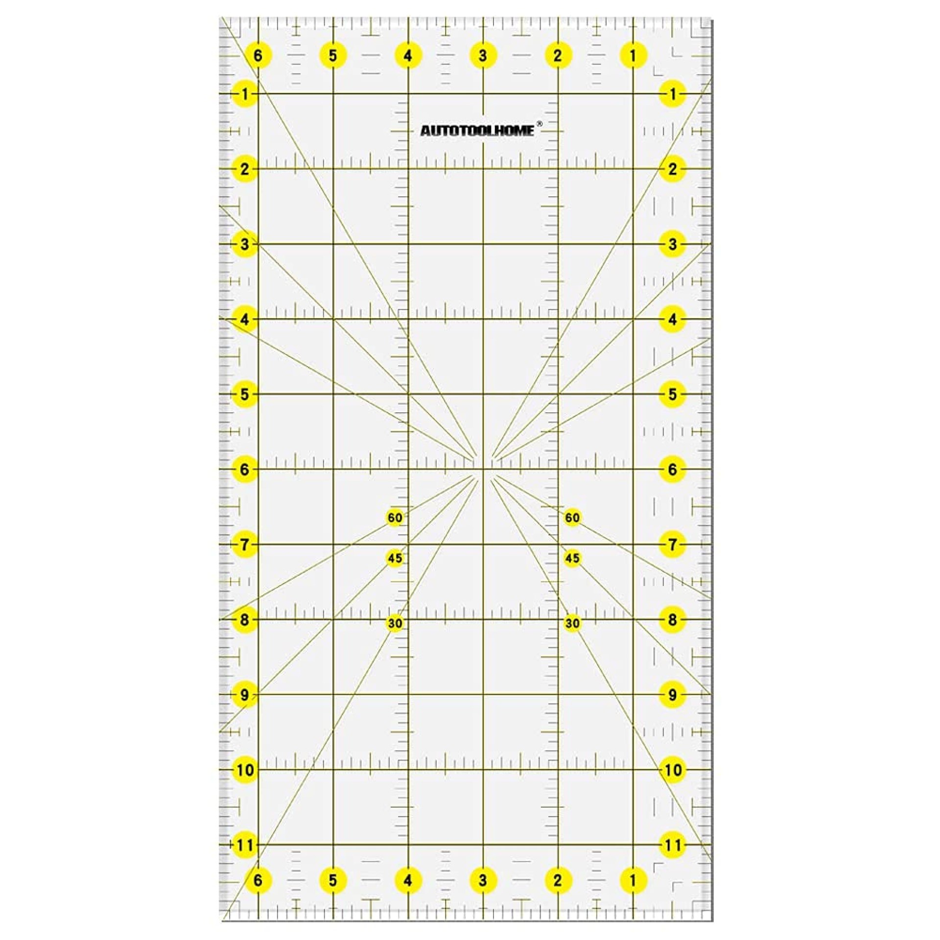 AUTOTOOLHOME Quilting Ruler Acrylic Quilters’ Ruler for Easy Precision Cutting Fabric Paper, 6.5″ x 12″ for Quilting, Sewing & Crafts Template AUTOTOOLHOME Quilting Ruler Acrylic Quilters’ Ruler for Easy Precision Cutting Fabric Paper, 6.5″ x 12″ for Quilting, Sewing & Crafts Template