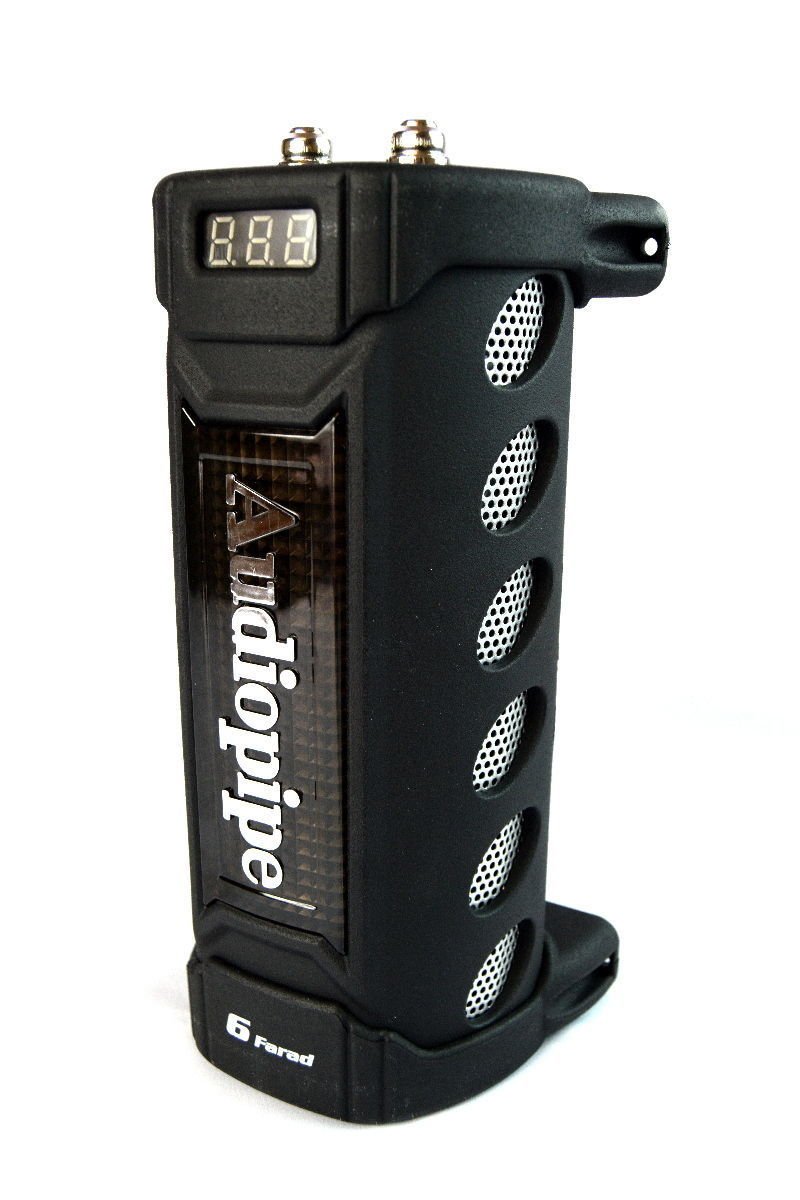 Audiopipe ACAP-6000 Car Audio 6 Farad 24 Volt Surge Power Capacitor Kit for Car Stereo Amplifier with Digital Display and Electronic Protection, Black Audiopipe ACAP-6000 Car Audio 6 Farad 24 Volt Surge Power Capacitor Kit for Car Stereo Amplifier with Digital Display and Electronic Protection, Black