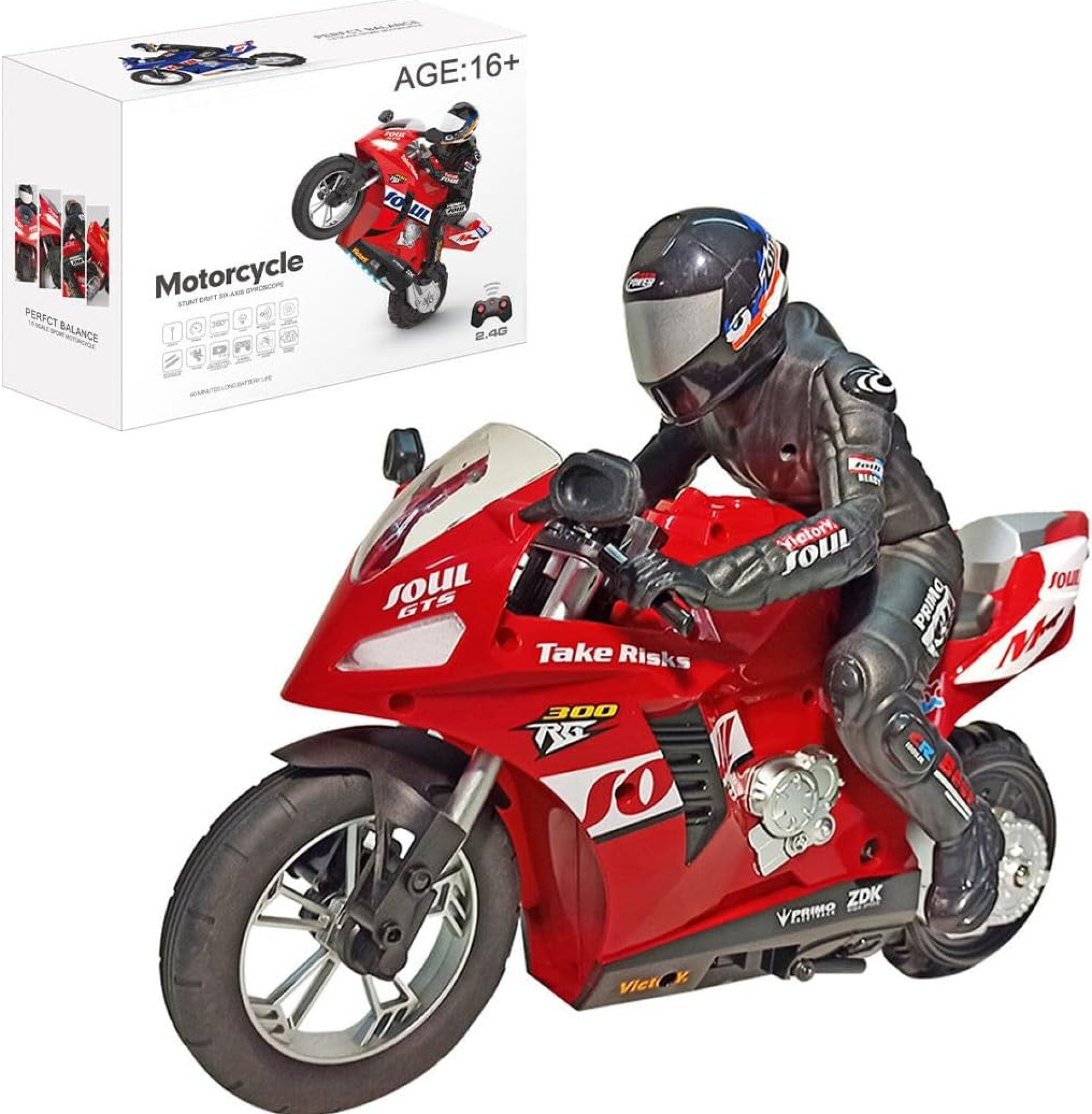 Remote Control Motorcycle, 1/6 Scale 2.4GHz RC Dual-Motor Electric Two-Wheel Self-Balancing Motorcycle Model with Six-Axis Gyroscope for Adults – Red Remote Control Motorcycle, 1/6 Scale 2.4GHz RC Dual-Motor Electric Two-Wheel Self-Balancing Motorcycle Model with Six-Axis Gyroscope for Adults – Red