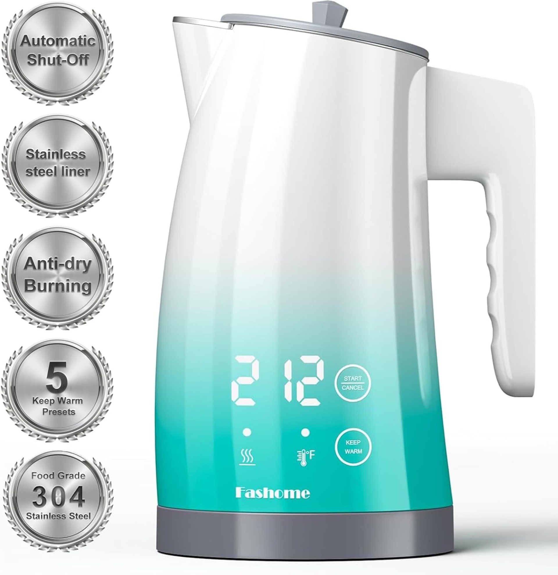 Electric Kettle Temperature Control, 304 Stainless Steel Interior, BPA-Free, 1.25L Hot Water Boiler, 1200W Kettle with Auto Shut-Off, Cordless Base (Blue Gradient) Electric Kettle Temperature Control, 304 Stainless Steel Interior, BPA-Free, 1.25L Hot Water Boiler, 1200W Kettle with Auto Shut-Off, Cordless Base (Blue Gradient)