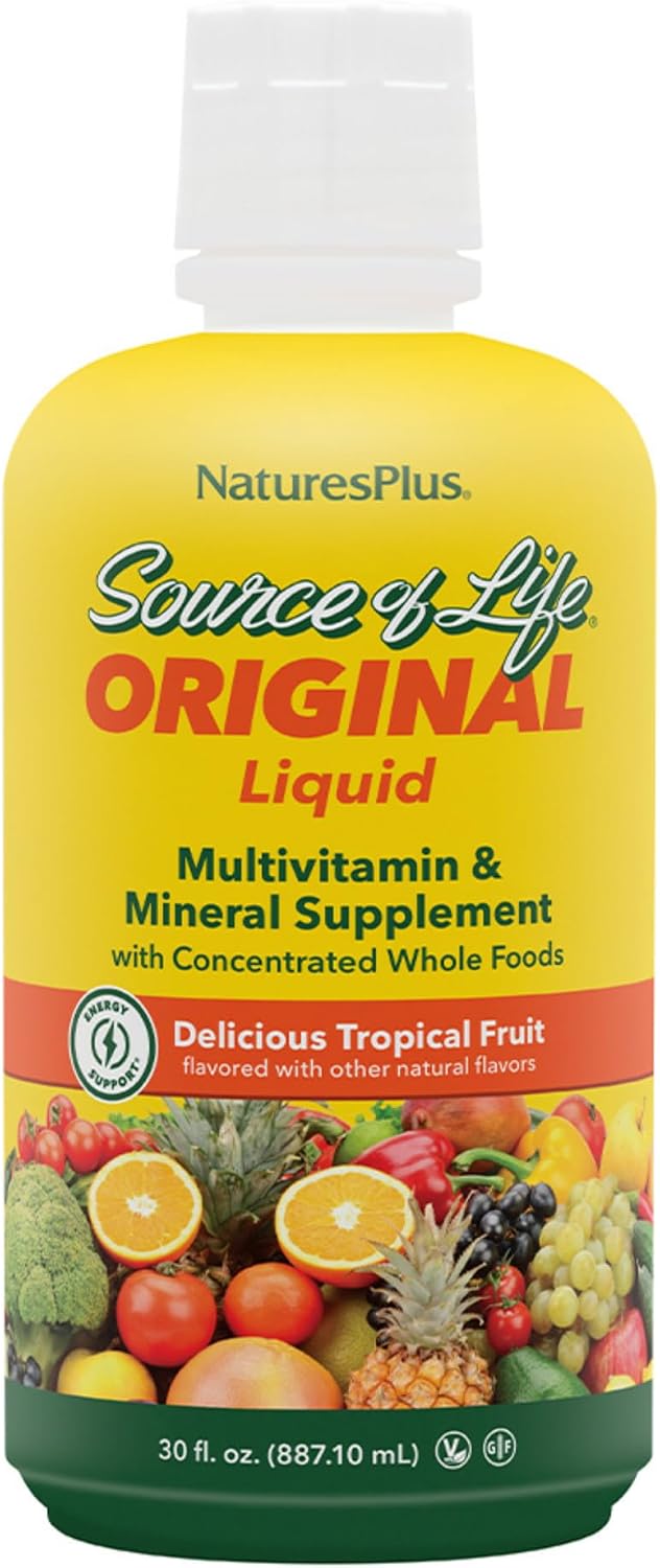 Natures Plus Source of Life Liquid, Tropical Fruit – 30 fl oz – Multivitamin & Mineral Supplement – Gluten Free, Vegetarian – 30 Servings Natures Plus Source of Life Liquid, Tropical Fruit – 30 fl oz – Multivitamin & Mineral Supplement – Gluten Free, Vegetarian – 30 Servings