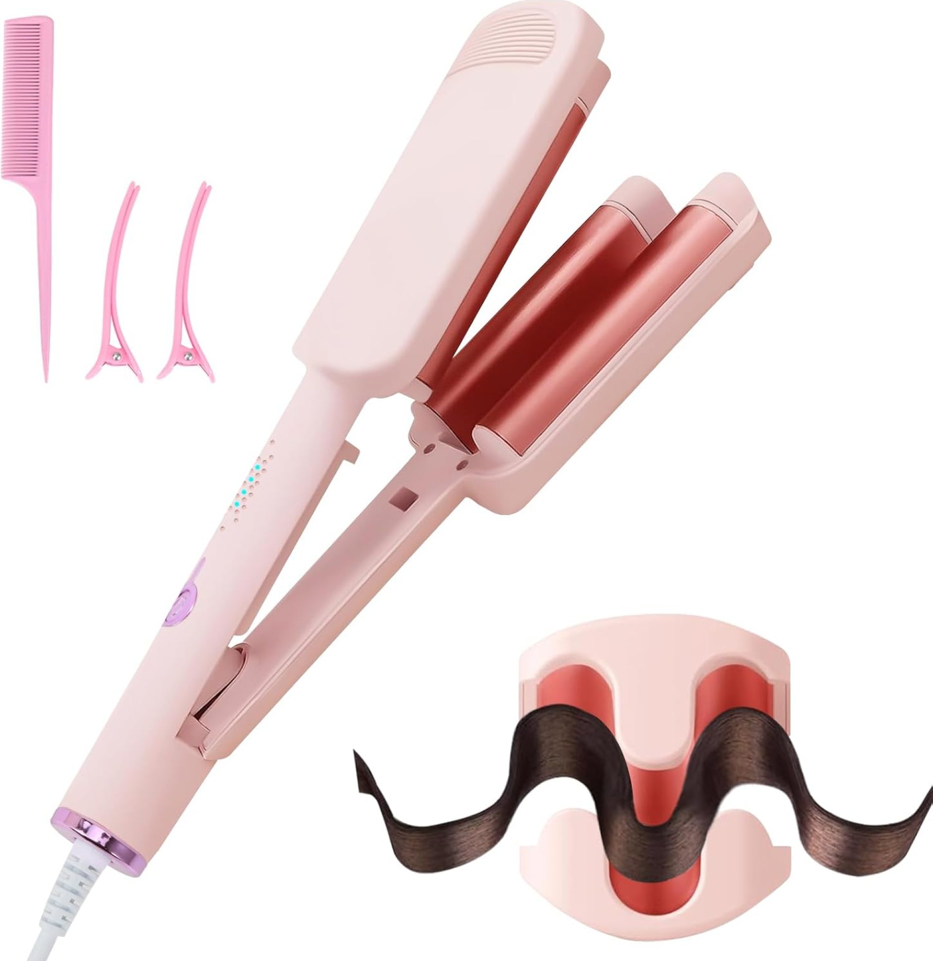 Curling Iron Hair Crimper Waver – CHIKYO 3 Barrel Rovy Wave Curling Iron, 1.25 Inch Ionic Beach Waves Curling Wand, Deep Waver Hair Curler Hot Tool with Ceramic for Women, Dual Voltage, Easy to Use Curling Iron Hair Crimper Waver – CHIKYO 3 Barrel Rovy Wave Curling Iron, 1.25 Inch Ionic Beach Waves Curling Wand, Deep Waver Hair Curler Hot Tool with Ceramic for Women, Dual Voltage, Easy to Use