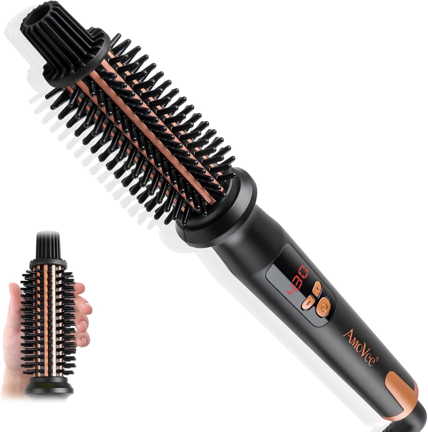 Curling Iron Brush, Ceramic Tourmaline Ionic Hair Curling Wand, Curling Brush with Barrel & Anti-Scald Bristles for All Hair Types Curling Iron Brush, Ceramic Tourmaline Ionic Hair Curling Wand, Curling Brush with Barrel & Anti-Scald Bristles for All Hair Types