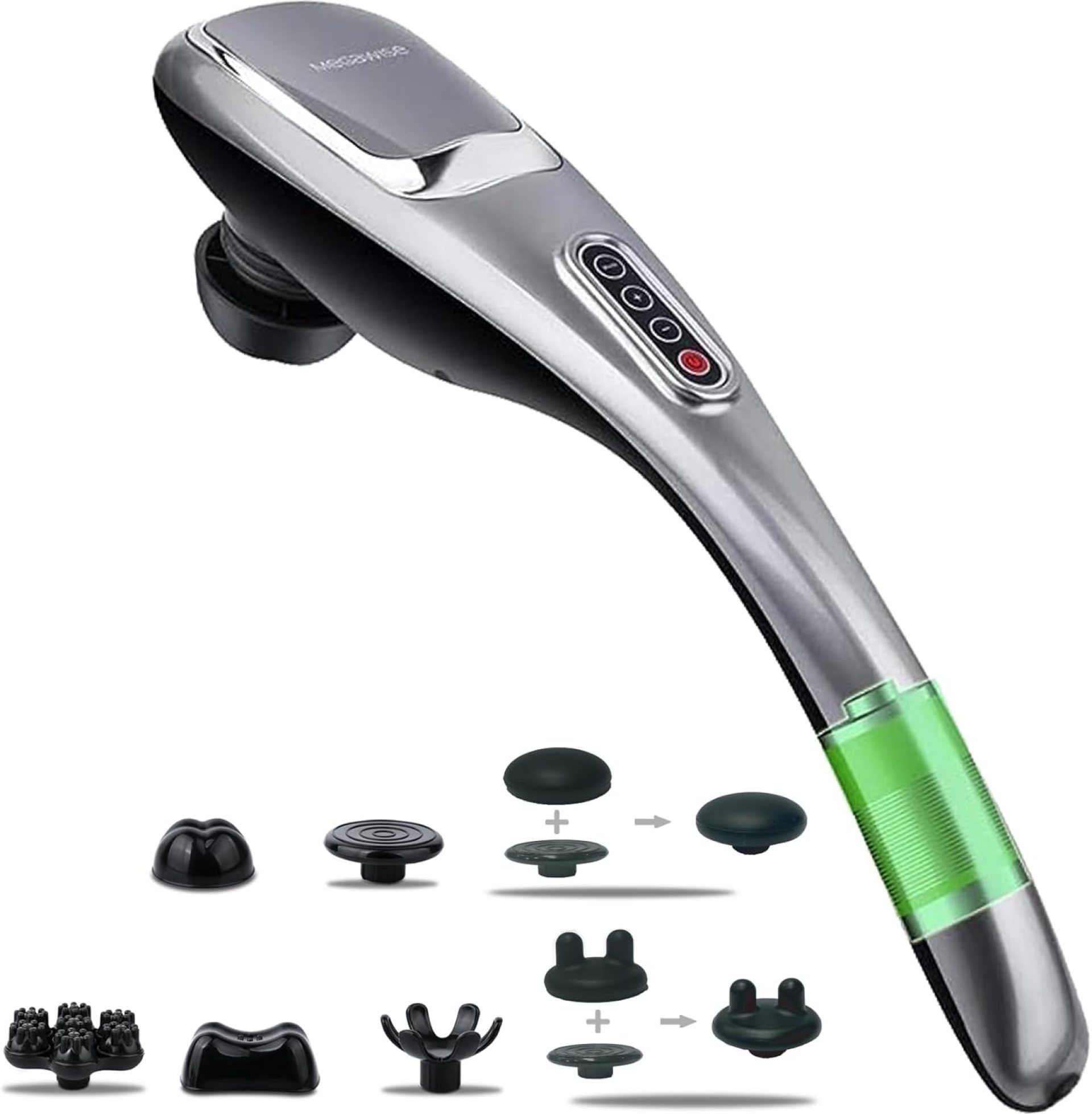 MEGAWISE Cordless Back Massager for Shoulders, Waist, Legs, Rechargeable 3200mAh Battery, 5 Speed and 5 +2 Massage Nodes 5 Hard, 2 Soilicone Nodes, Massage While Moving Around MEGAWISE Cordless Back Massager for Shoulders, Waist, Legs, Rechargeable 3200mAh Battery, 5 Speed and 5 +2 Massage Nodes 5 Hard, 2 Soilicone Nodes, Massage While Moving Around