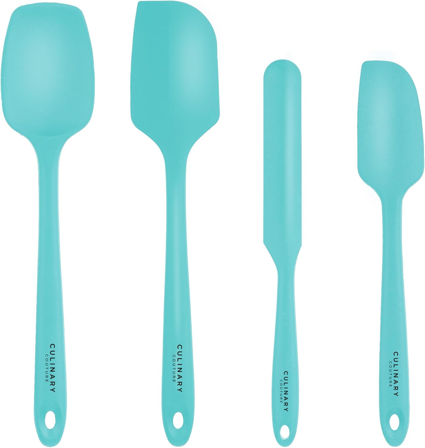 Culinary Couture 4-Piece Aqua Baking Spatula Set – Rubber Spatulas Silicone Heat Resistant up to 428°F, BPA-Free – Spatula Set for Nonstick Cookware – Silicone Baking Utensils Culinary Couture 4-Piece Aqua Baking Spatula Set – Rubber Spatulas Silicone Heat Resistant up to 428°F, BPA-Free – Spatula Set for Nonstick Cookware – Silicone Baking Utensils