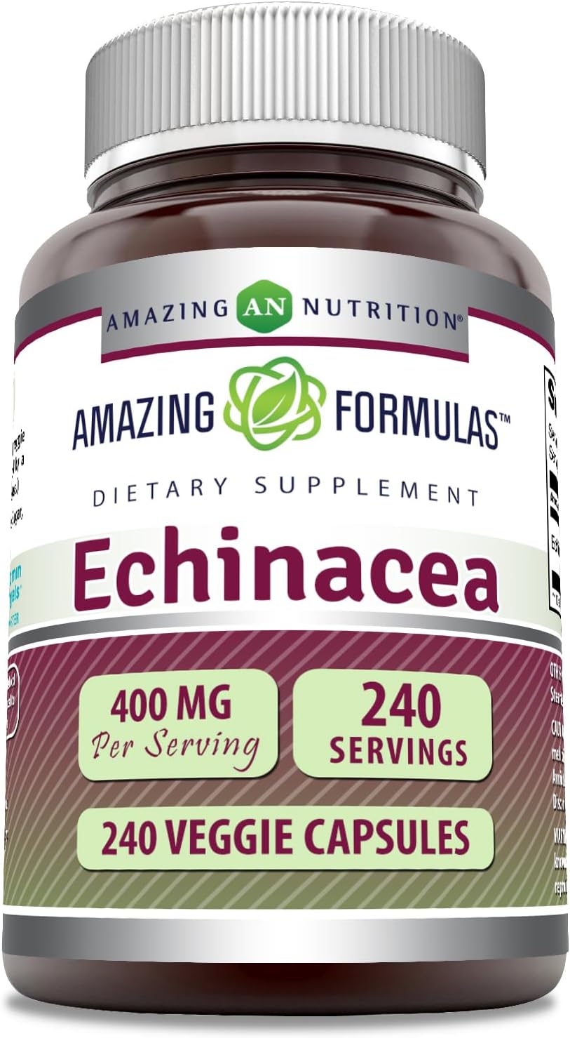 Amazing Formulas Echinacea Supplement | 400 Mg per Serving | 240 Veggie Capsules | Non-GMO | Gluten-Free | Made in USA Amazing Formulas Echinacea Supplement | 400 Mg per Serving | 240 Veggie Capsules | Non-GMO | Gluten-Free | Made in USA