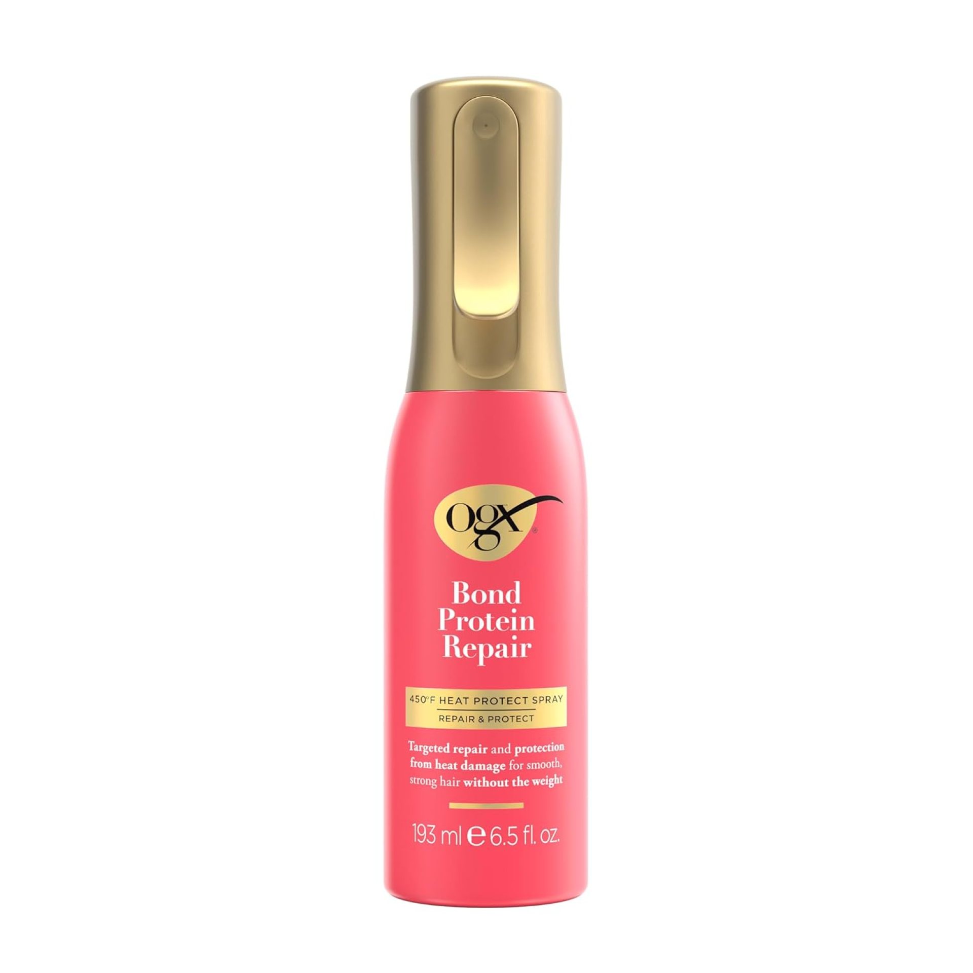 OGX Repair & Protect Bond Protein Repair 450°F Heat Protect Spray, Thermal Protection Spray for Targeted Damage Repair & Protection from Heat Damage, 6.5 fl. oz OGX Repair & Protect Bond Protein Repair 450°F Heat Protect Spray, Thermal Protection Spray for Targeted Damage Repair & Protection from Heat Damage, 6.5 fl. oz