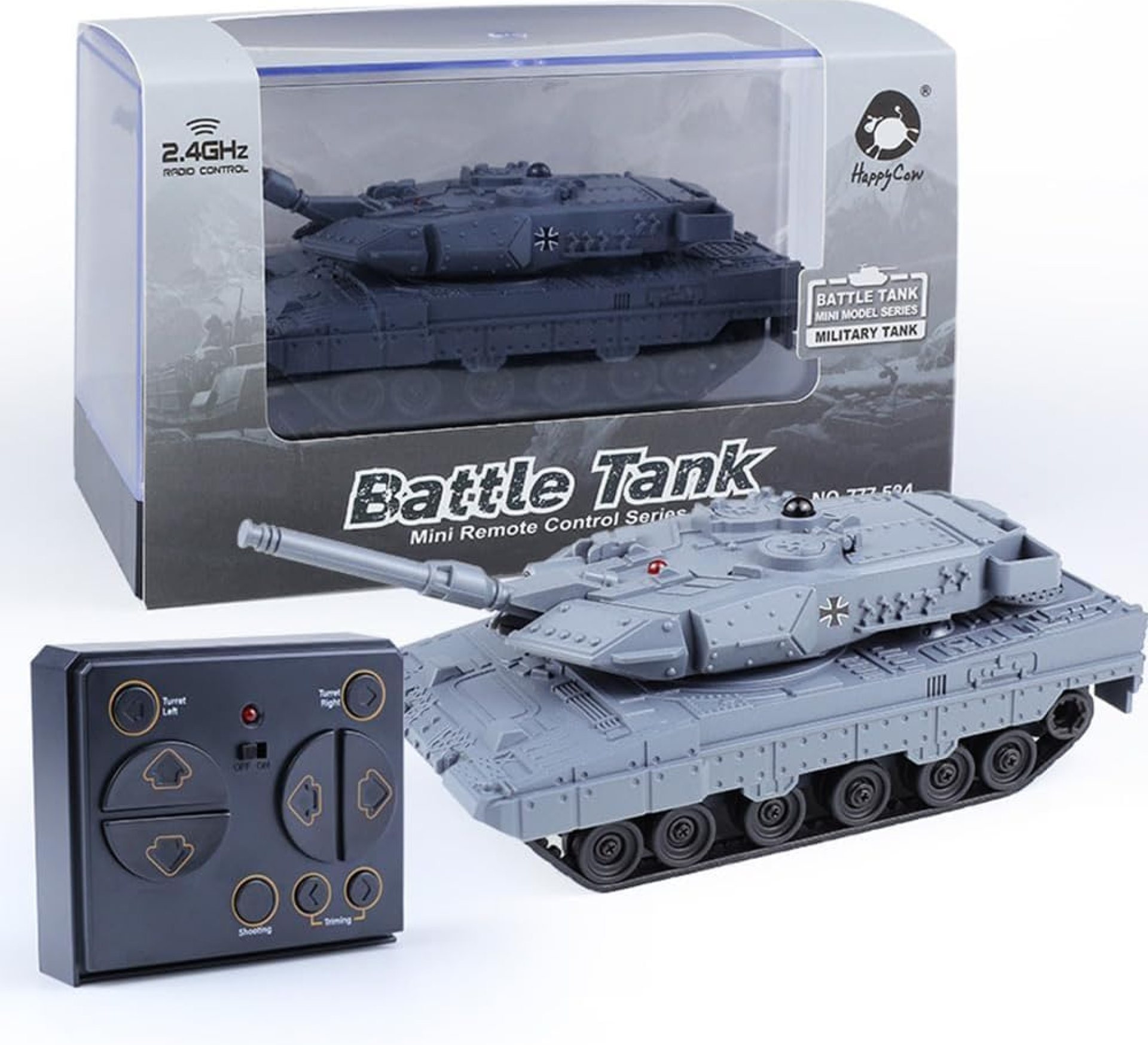 2.4GHz Mini RC Tank Toy with LED and Rotating Turret – Ultimate 9-Channel Remote Control Combat Vehicle for Kids with Sound and Lights 2.4GHz Mini RC Tank Toy with LED and Rotating Turret – Ultimate 9-Channel Remote Control Combat Vehicle for Kids with Sound and Lights
