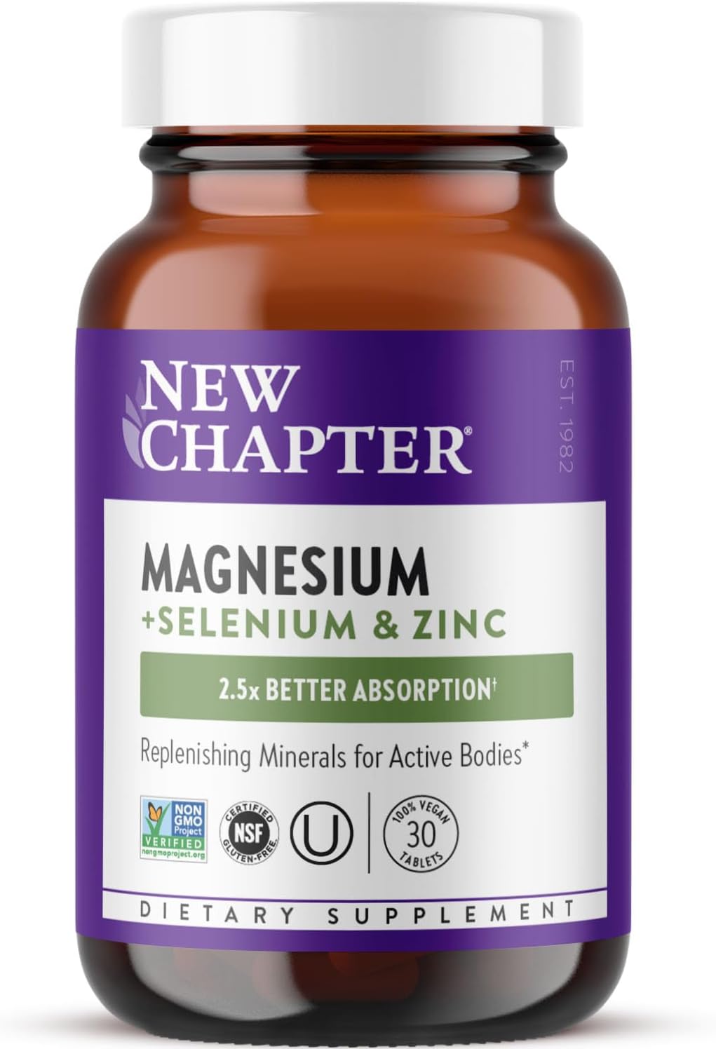 New Chapter Magnesium-Selenium-Zinc Supplement for Active Bodies, Bounce Back After Exercise with Muscle Support Minerals + Hydrating Electrolytes, 325 mg Magnesium in One-Daily Tablet, 30 Count New Chapter Magnesium-Selenium-Zinc Supplement for Active Bodies, Bounce Back After Exercise with Muscle Support Minerals + Hydrating Electrolytes, 325 mg Magnesium in One-Daily Tablet, 30 Count