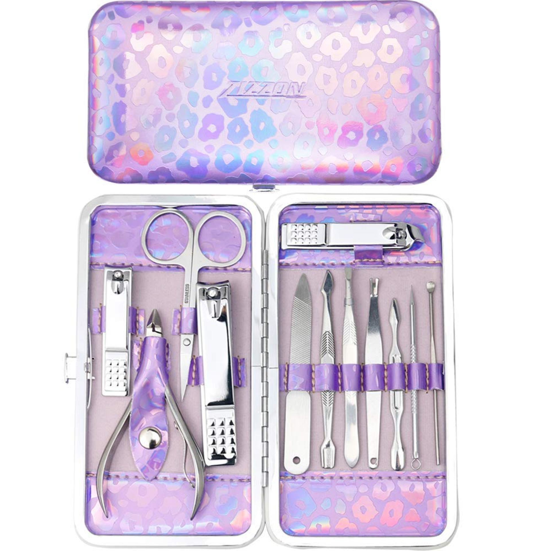 ZIZZON Nail Clippers Kit Manicure Pedicure set with Holographic Case(Purple) ZIZZON Nail Clippers Kit Manicure Pedicure set with Holographic Case(Purple)