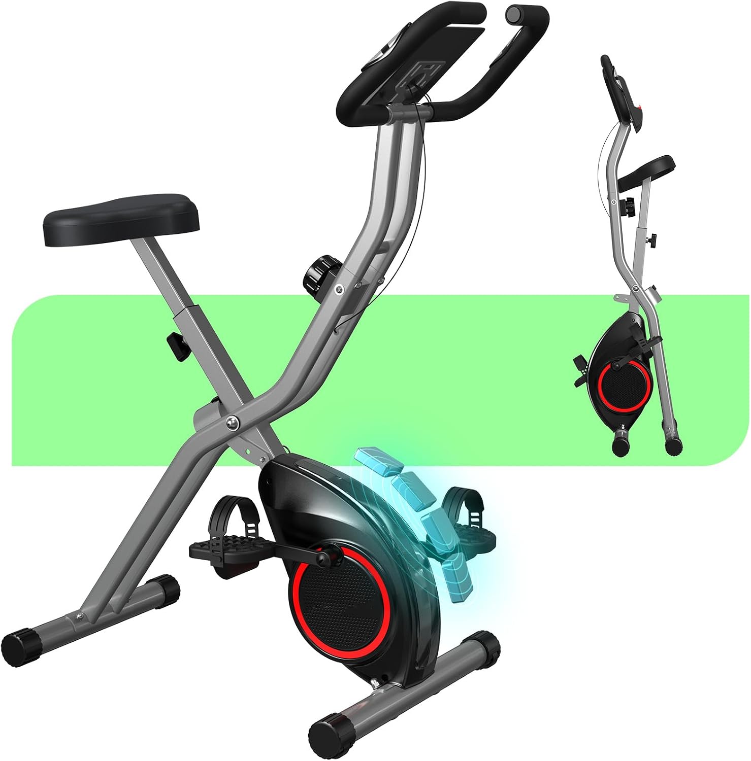 Lightweight 33LB Foldable Exercise Bike for Small Apartments, Stationary Bikes for Home Workout, Indoor Portable Cycling Bike with 16-Level Magnetic Resistance, 260LBS Capacity, 5.5 LBS Flywheel Lightweight 33LB Foldable Exercise Bike for Small Apartments, Stationary Bikes for Home Workout, Indoor Portable Cycling Bike with 16-Level Magnetic Resistance, 260LBS Capacity, 5.5 LBS Flywheel