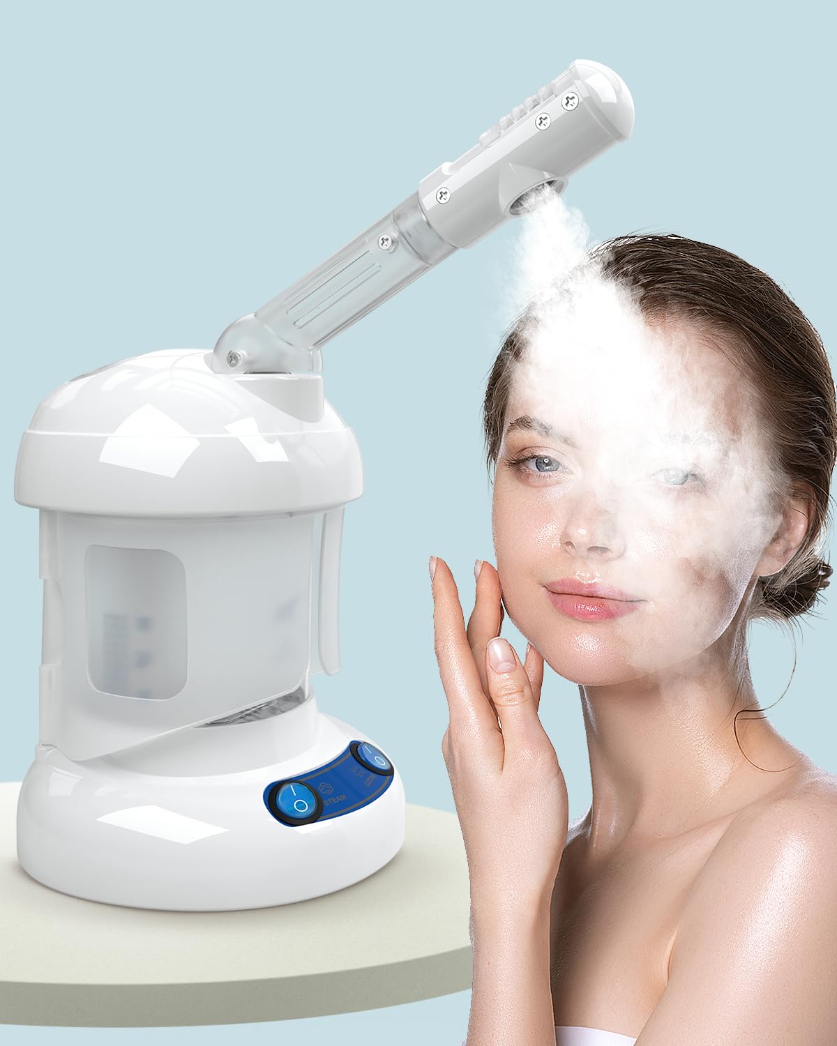 Tabletop Facial Steamer – Kingsteam Nano Ionic Face Steamer with 360° Rotating Arm, Moisturize, Remove Blackheads, Portable Facial Steamer for Home Facial Spa or Beauty Salon, White Tabletop Facial Steamer – Kingsteam Nano Ionic Face Steamer with 360° Rotating Arm, Moisturize, Remove Blackheads, Portable Facial Steamer for Home Facial Spa or Beauty Salon, White