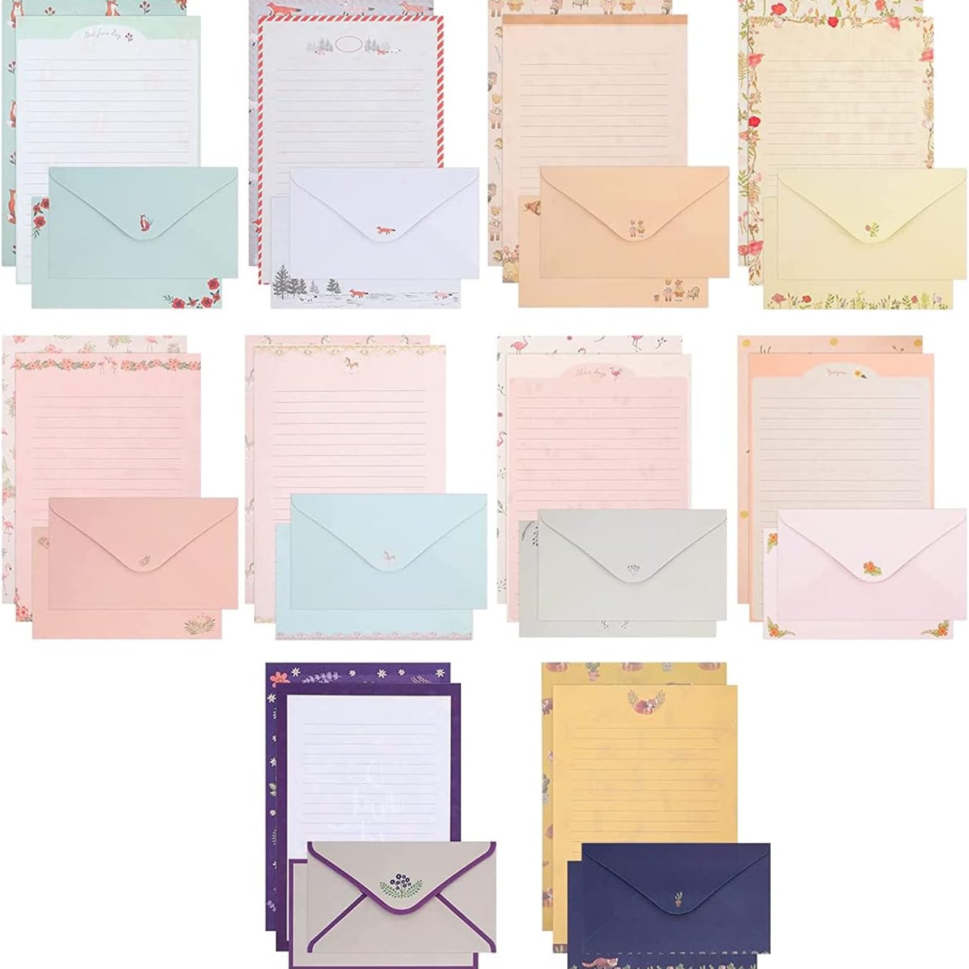 90PCS Stationary Paper and Envelopes Set, writing paper stationery set,10 Different Style Cute Writing Stationery Paper Letter Set(60 stationery paper + 30 envelopes) 90PCS Stationary Paper and Envelopes Set, writing paper stationery set,10 Different Style Cute Writing Stationery Paper Letter Set(60 stationery paper + 30 envelopes)