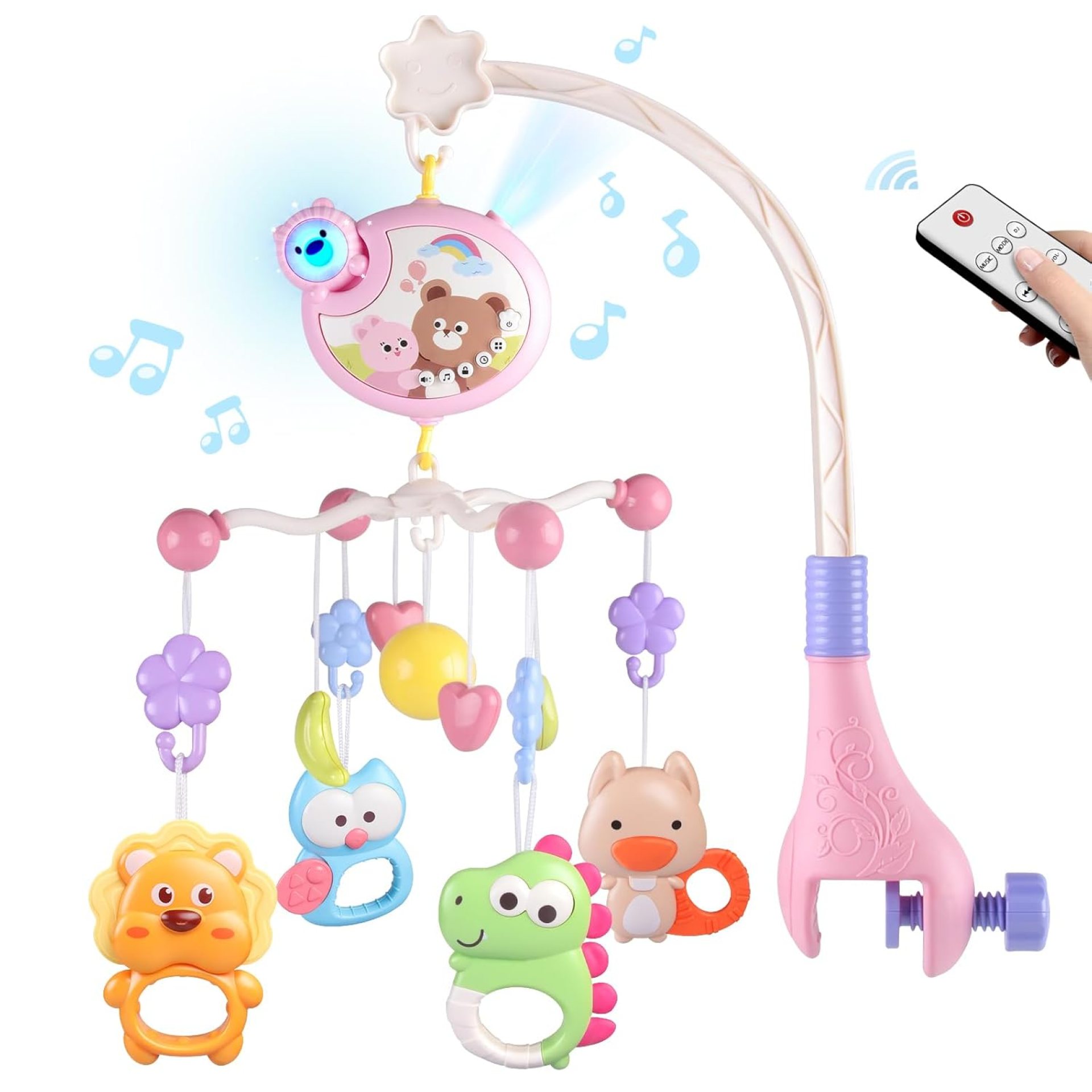 Crib Mobile with Music and Lights, Baby Mobiles for Cribs, Nursery Musical Mobile for Bassinets Toys Hanging Girls Boys, Pack and Play Space Portable Animal Mobile Hanger Arm Clip On Attachment Crib Mobile with Music and Lights, Baby Mobiles for Cribs, Nursery Musical Mobile for Bassinets Toys Hanging Girls Boys, Pack and Play Space Portable Animal Mobile Hanger Arm Clip On Attachment