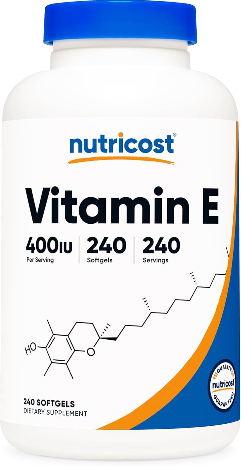 Nutricost Vitamin E 400 IU, 240 Softgel Capsules – Gluten Free, Non-GMO Nutricost Vitamin E 400 IU, 240 Softgel Capsules – Gluten Free, Non-GMO