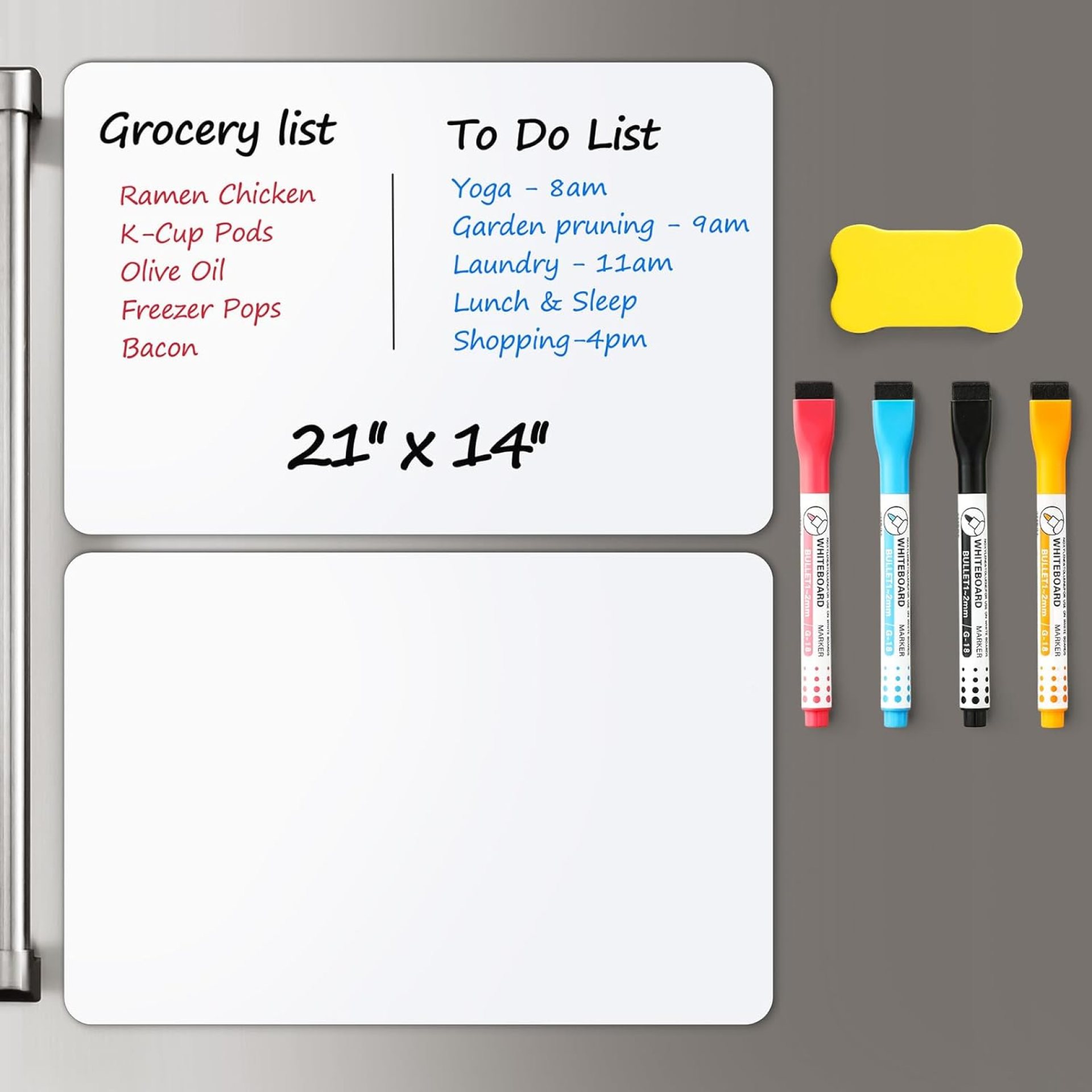 2 PCS Magnetic Dry Erase Whiteboard for Fridge, 21″x14″ Reuasble & Erasable White Board Sheet for Refrigerator, Freezer – Smooth & Flexible Magnet Blank Notepad for Home, Kitchen Organizer and Planner 2 PCS Magnetic Dry Erase Whiteboard for Fridge, 21″x14″ Reuasble & Erasable White Board Sheet for Refrigerator, Freezer – Smooth & Flexible Magnet Blank Notepad for Home, Kitchen Organizer and Planner