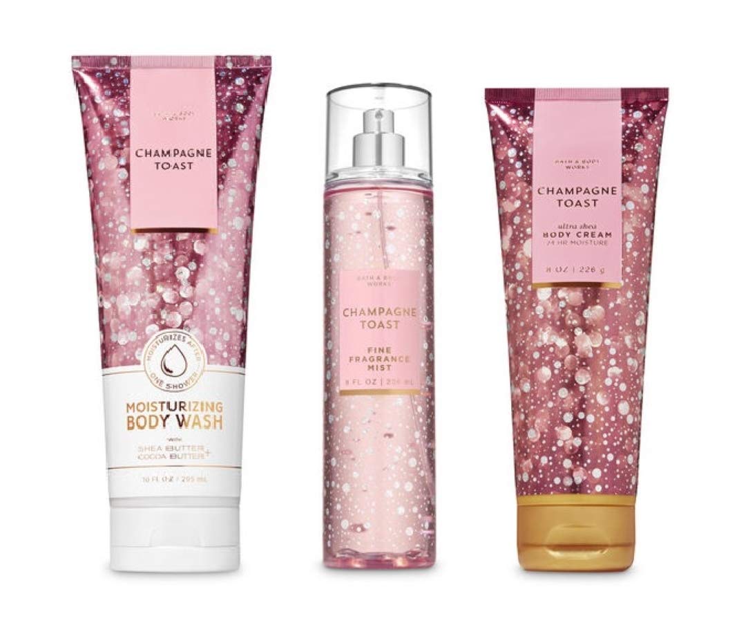 Bath and Body Works – Champagne Toast – 3 pc. Gift Set – Moisturizing Body Wash, Fine Fragrance Mist and Ultra Shea Body Cream – (2019 Edition) Bath and Body Works – Champagne Toast – 3 pc. Gift Set – Moisturizing Body Wash, Fine Fragrance Mist and Ultra Shea Body Cream – (2019 Edition)