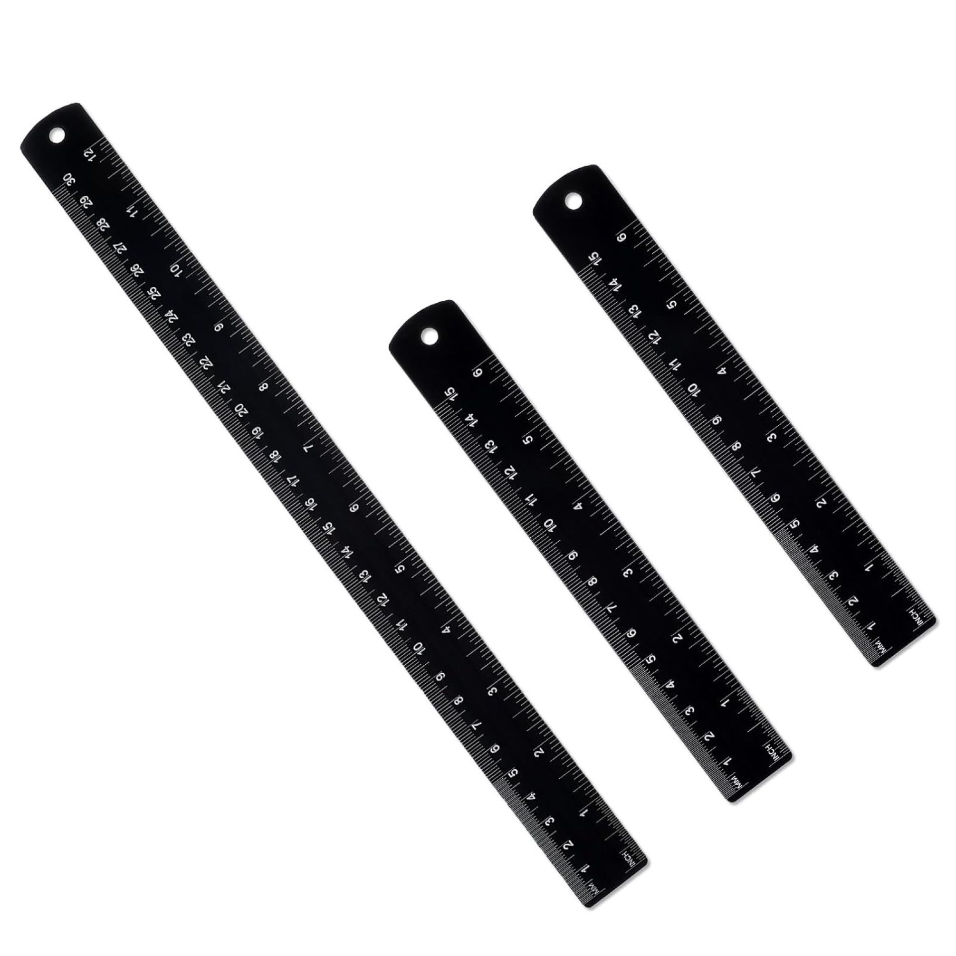 3-Pack Metal Ruler Set, Dual Scale Metric and Imperial, Laser Engraved, Edge-Start Measuring, Straight Edge Ruler for Geometry, Crafting, Gifts 3-Pack Metal Ruler Set, Dual Scale Metric and Imperial, Laser Engraved, Edge-Start Measuring, Straight Edge Ruler for Geometry, Crafting, Gifts