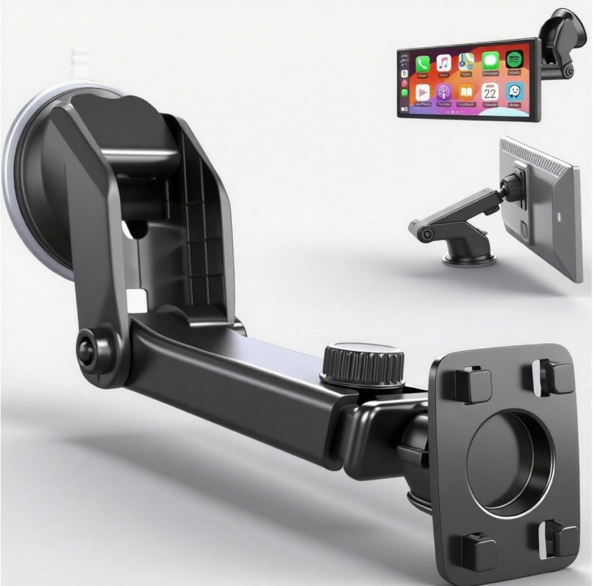 Carplay Mount, 360° Flexible Windshield Dashboard Suction Cup Bracket for 7″ 9″ 10.26″ Inch Carplay Screen Android Auto Car Monitor GPS Mount Phone Holder Carplay Mount, 360° Flexible Windshield Dashboard Suction Cup Bracket for 7″ 9″ 10.26″ Inch Carplay Screen Android Auto Car Monitor GPS Mount Phone Holder