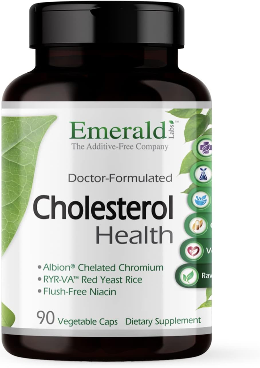 Emerald Labs Cholesterol Health – Featuring CoQ10, Flush-Free Niacin, RYR-VA, and Garlic for Heart and Circulatory Support – 90 Vegetable Capsules Emerald Labs Cholesterol Health – Featuring CoQ10, Flush-Free Niacin, RYR-VA, and Garlic for Heart and Circulatory Support – 90 Vegetable Capsules