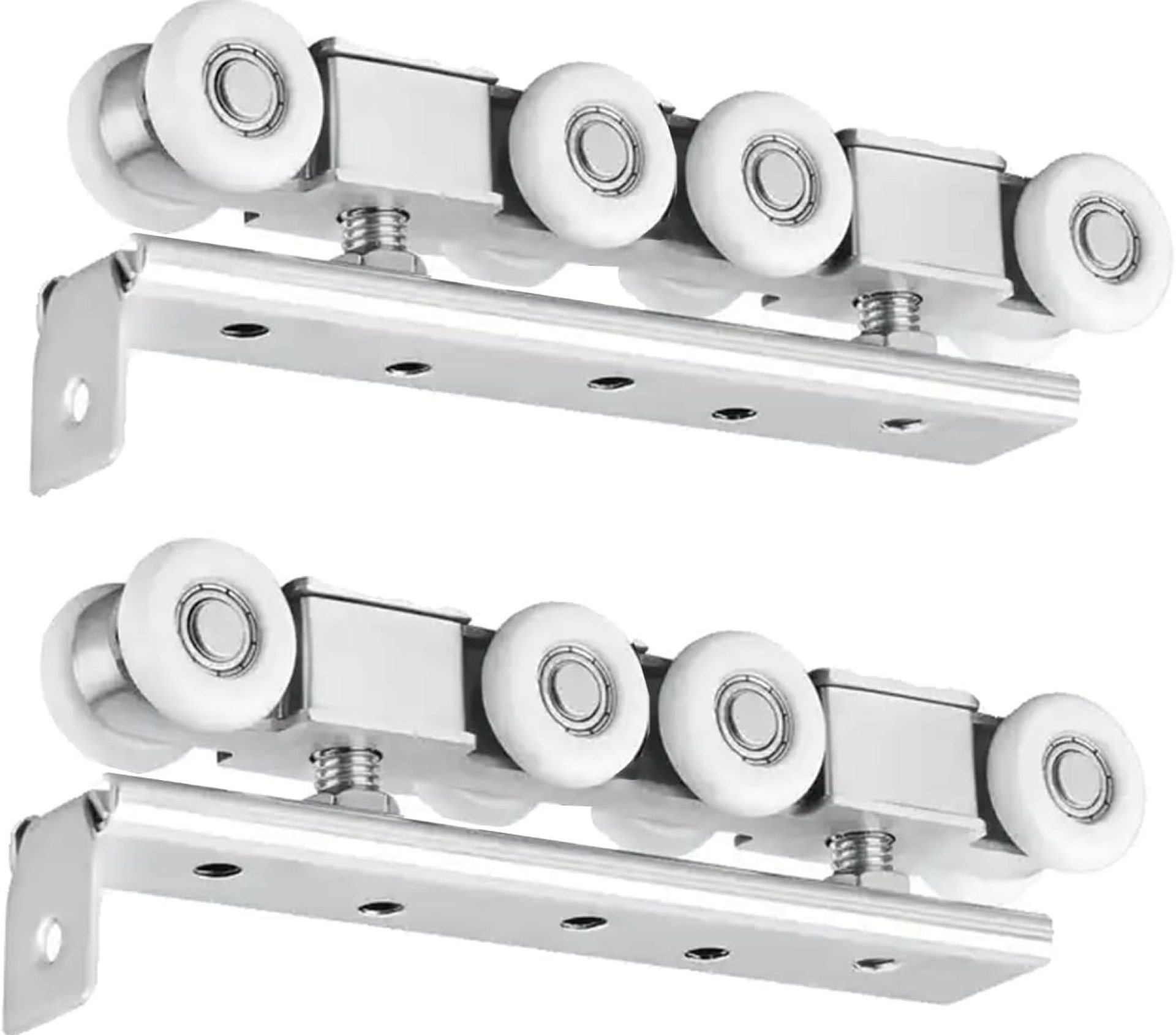 Barn Door Hardware Kit, 8-Wheels Hangers with Mounting Plate – Cuttable Aluminum Box Rail/Pocket Door Track Kits for Ceiling or W Barn Door Hardware Kit, 8-Wheels Hangers with Mounting Plate – Cuttable Aluminum Box Rail/Pocket Door Track Kits for Ceiling or W