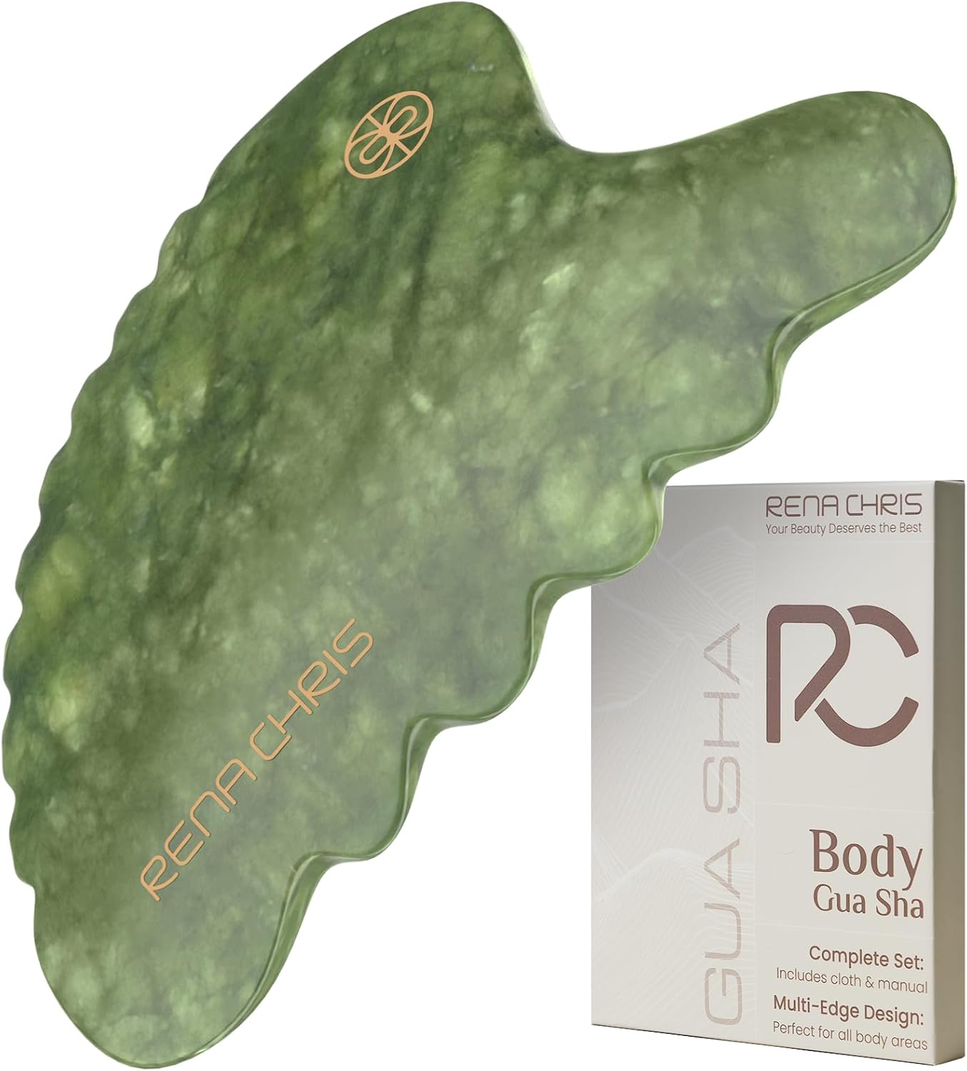 Rena Chris Body Gua Sha Tools, Natural Xiuyan Jade GuaSha Tool, Manual Massage Sticks for Jawline Sculpting and Puffiness Reducing, Whole Body Skin Care Massager (Green) Rena Chris Body Gua Sha Tools, Natural Xiuyan Jade GuaSha Tool, Manual Massage Sticks for Jawline Sculpting and Puffiness Reducing, Whole Body Skin Care Massager (Green)