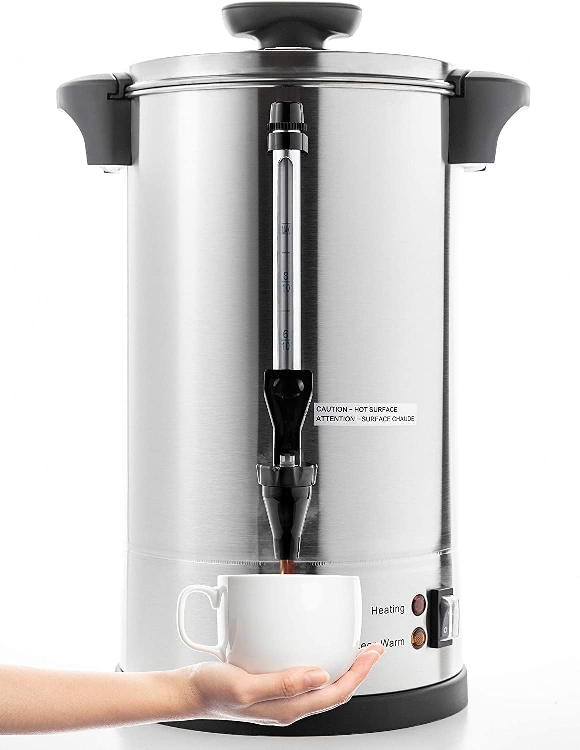 SYBO SR-CP-100B Commercial Grade Stainless Steel Percolate Coffee Maker Hot Water Urn for Catering, 100-Cup 16 L, Metallic SYBO SR-CP-100B Commercial Grade Stainless Steel Percolate Coffee Maker Hot Water Urn for Catering, 100-Cup 16 L, Metallic