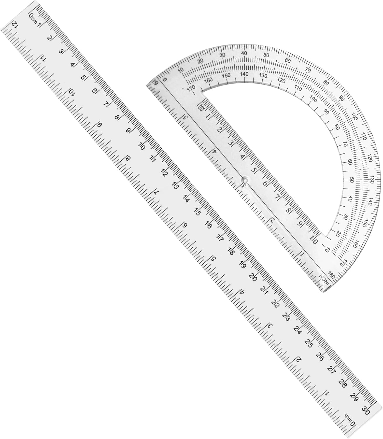 2 Packs 12 Inch Plastic Ruler and 6 Inch Plastic Protractor Set Clear Math Geometry Set Classroom Set Angle Detector School Supplies Classroom Ruler Home Office Drawings (Transparent) 2 Packs 12 Inch Plastic Ruler and 6 Inch Plastic Protractor Set Clear Math Geometry Set Classroom Set Angle Detector School Supplies Classroom Ruler Home Office Drawings (Transparent)