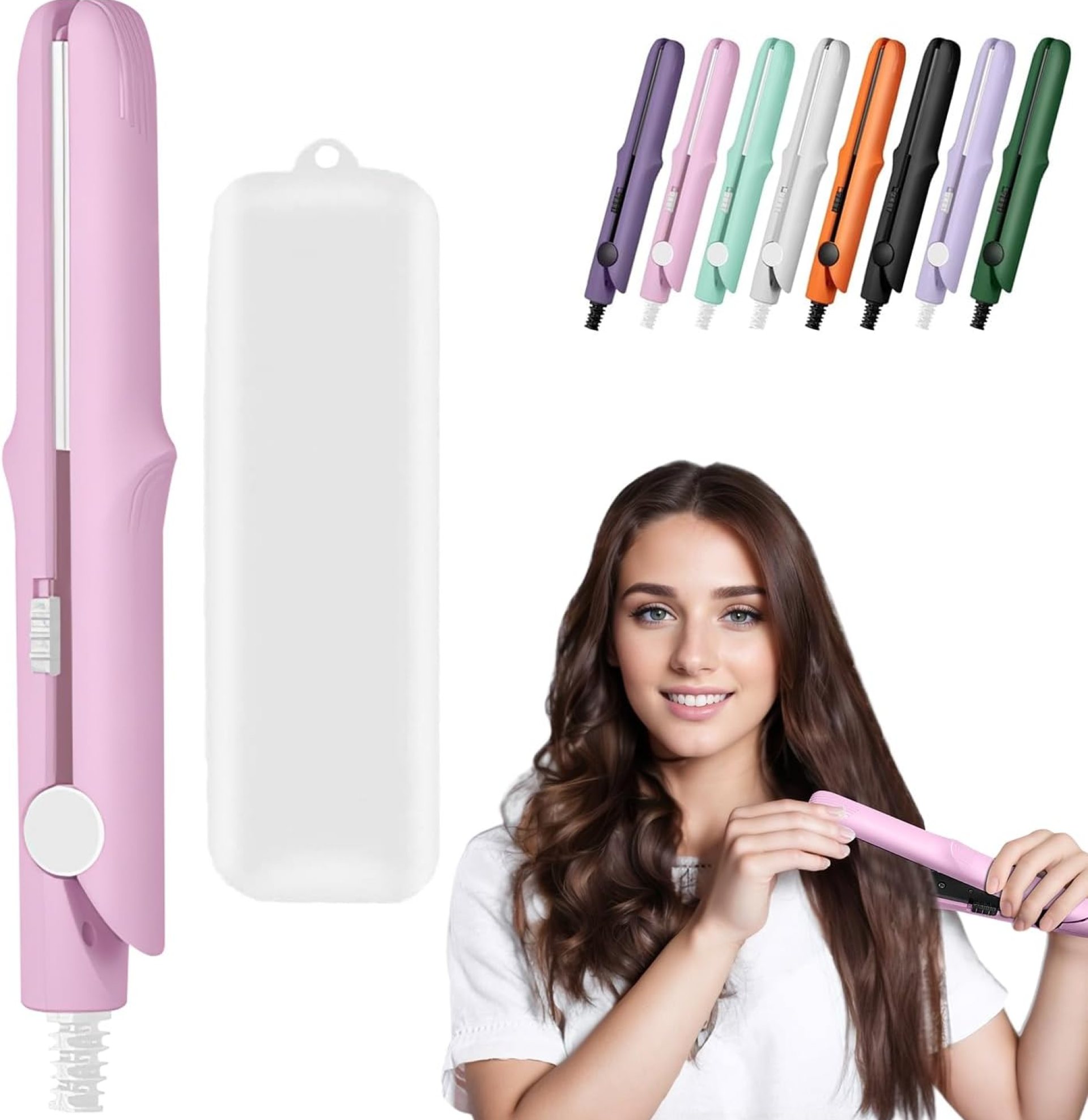 Omaky Upgraded 2-in-1 Mini Curling Wand Flat Iron Hair Straightener,Mini Dual Purpose Curling Flat Iron, Long-Lasting Portable Travel Curling Wand for Women Girls Short Hair, All Hair Types(Pink) Omaky Upgraded 2-in-1 Mini Curling Wand Flat Iron Hair Straightener,Mini Dual Purpose Curling Flat Iron, Long-Lasting Portable Travel Curling Wand for Women Girls Short Hair, All Hair Types(Pink)